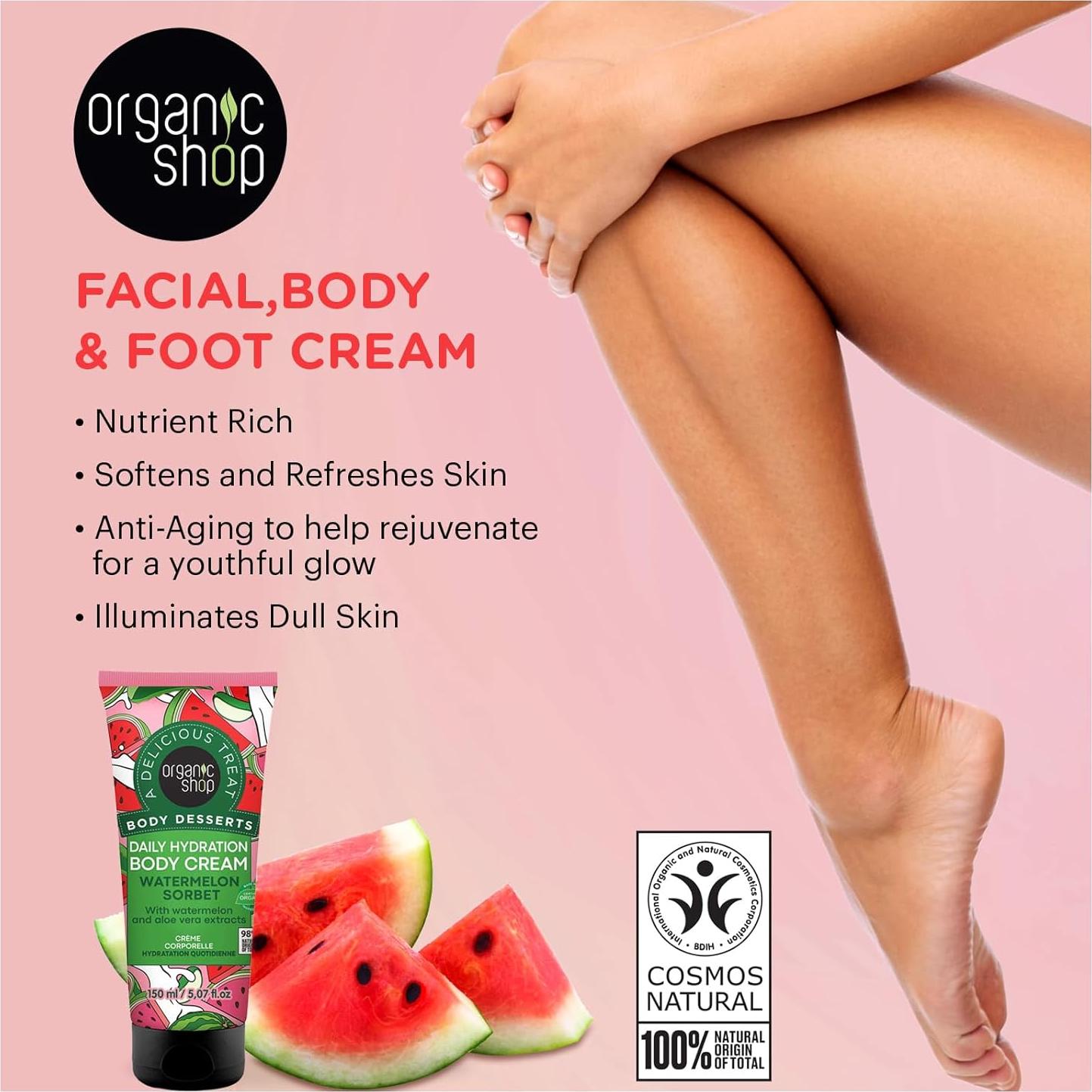 Crema Corporal Hidratante Organic Shop 150ml Aloe Vera y Sandía