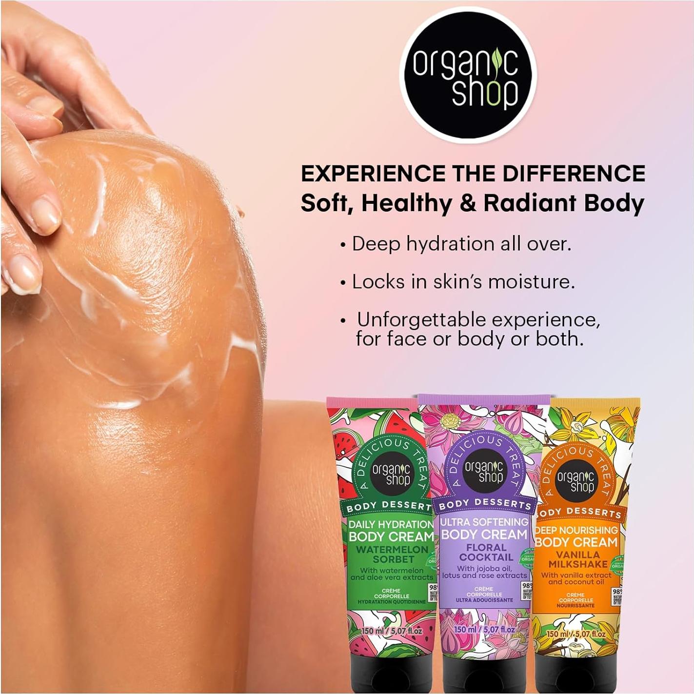 Crema Corporal Hidratante Organic Shop 150ml Aloe Vera y Sandía