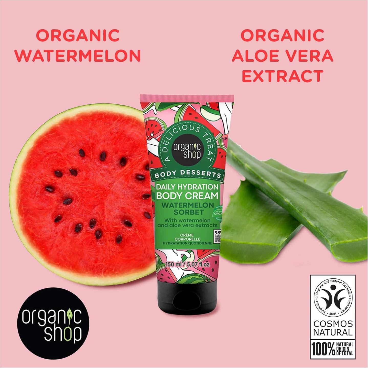 Crema Corporal Hidratante Organic Shop 150ml Aloe Vera y Sandía