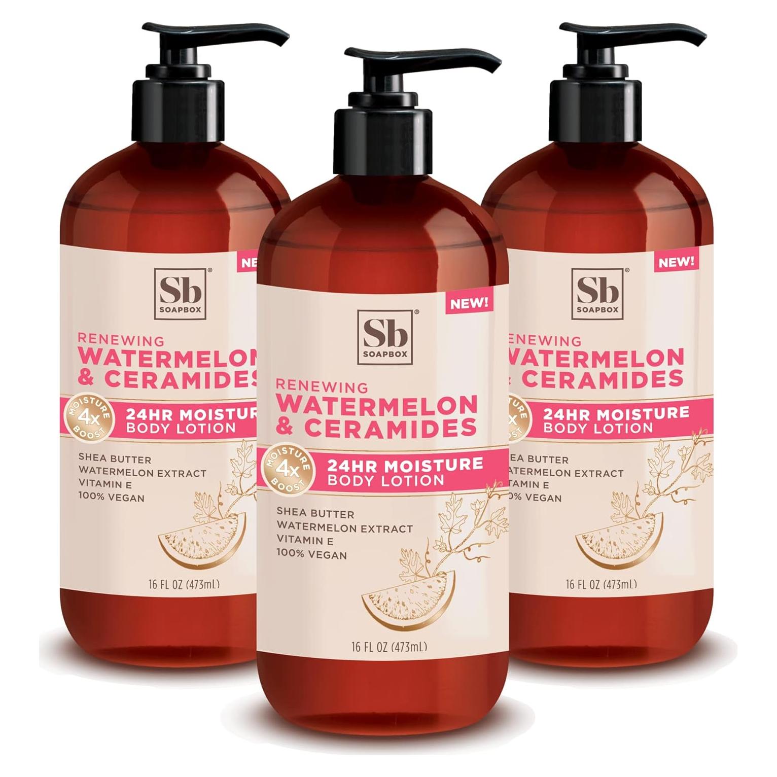 Loción Corporal Soapbox de Sandía y Ceramidas - 3 x 473 ml