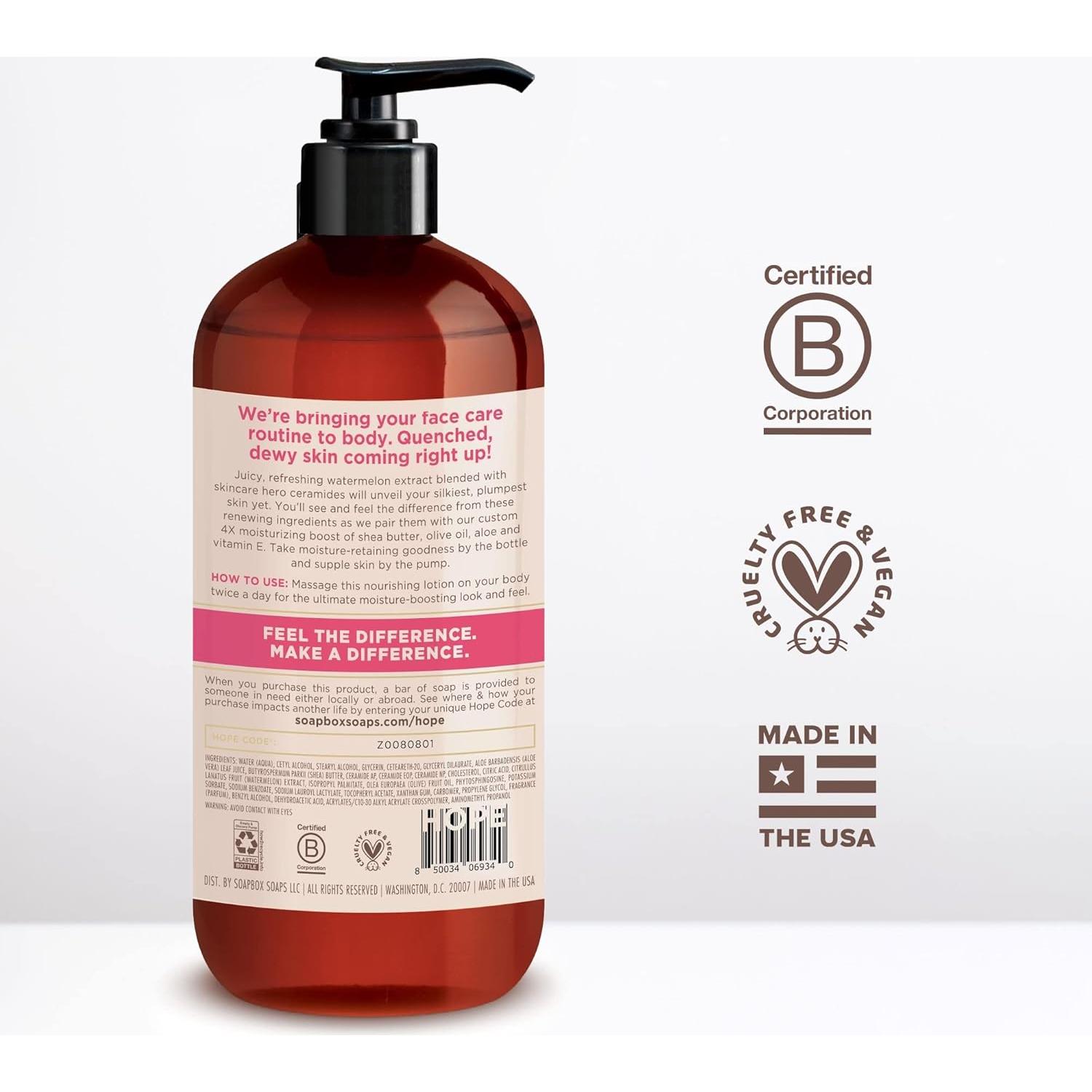 Loción Corporal Soapbox de Sandía y Ceramidas - 3 x 473 ml