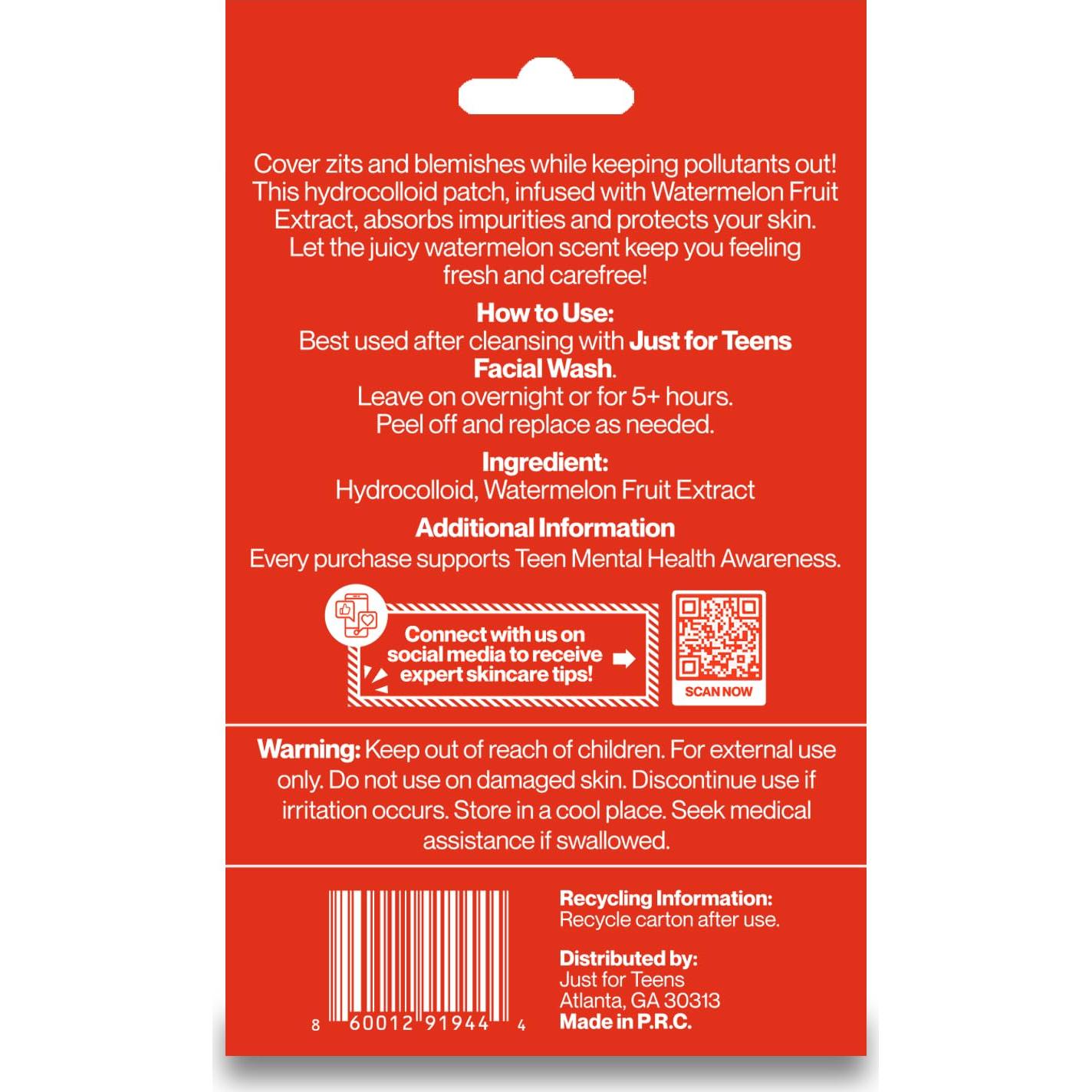 Parches para Granos Just For Teens - 36 Unidades con Aroma a Sandía