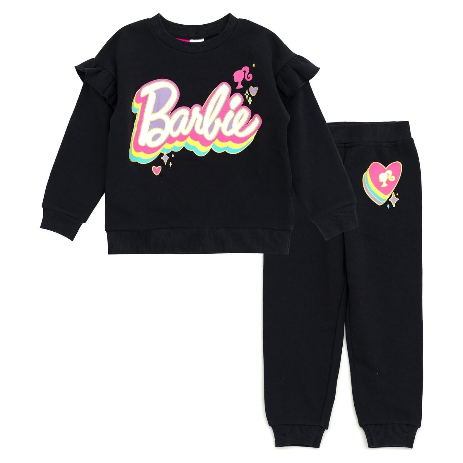 Conjunto sudadera y jogger Barbie 2T negro para niñas