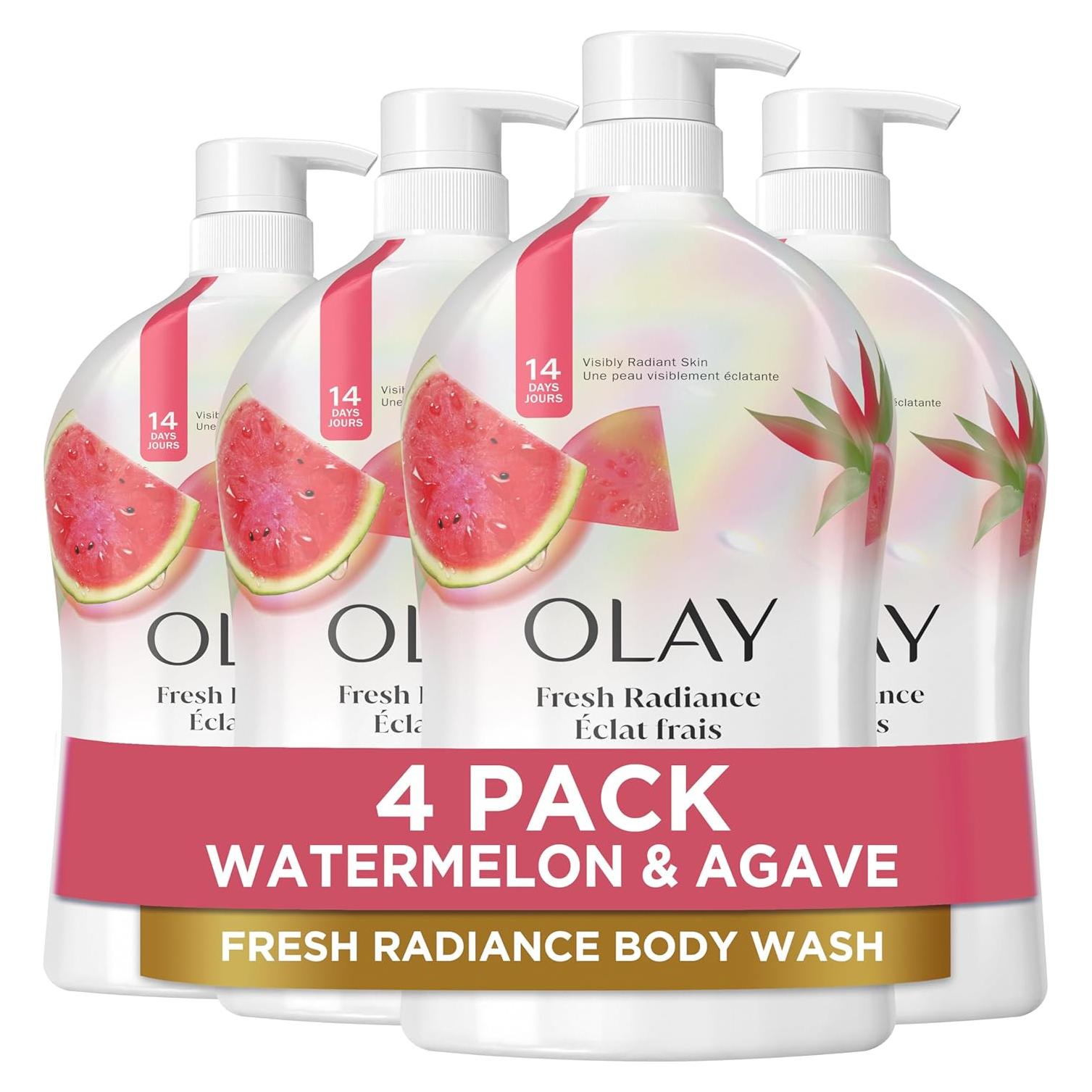 Gel de Ducha Olay 975 ml x 4, Aroma Sandía y Agave, Hidratante