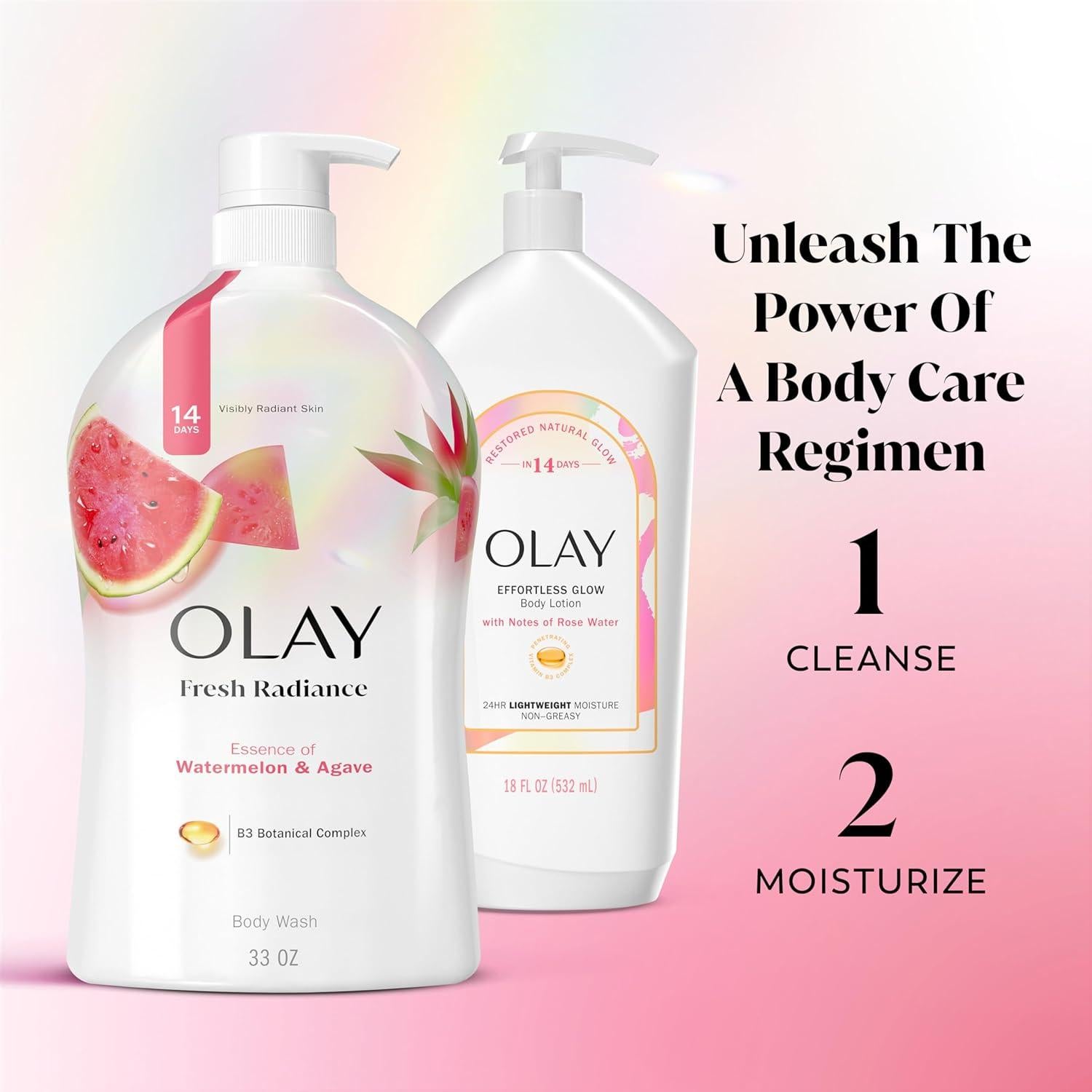Gel de Ducha Olay 975 ml x 4, Aroma Sandía y Agave, Hidratante