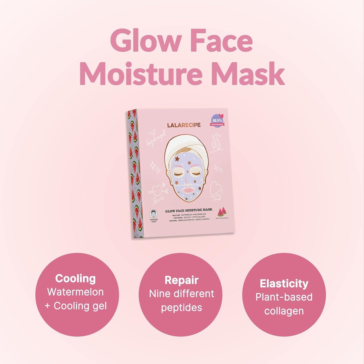 Máscara Hidratante Facial Glow Face - Hidrogel Vegano Coreano 10 Unidades