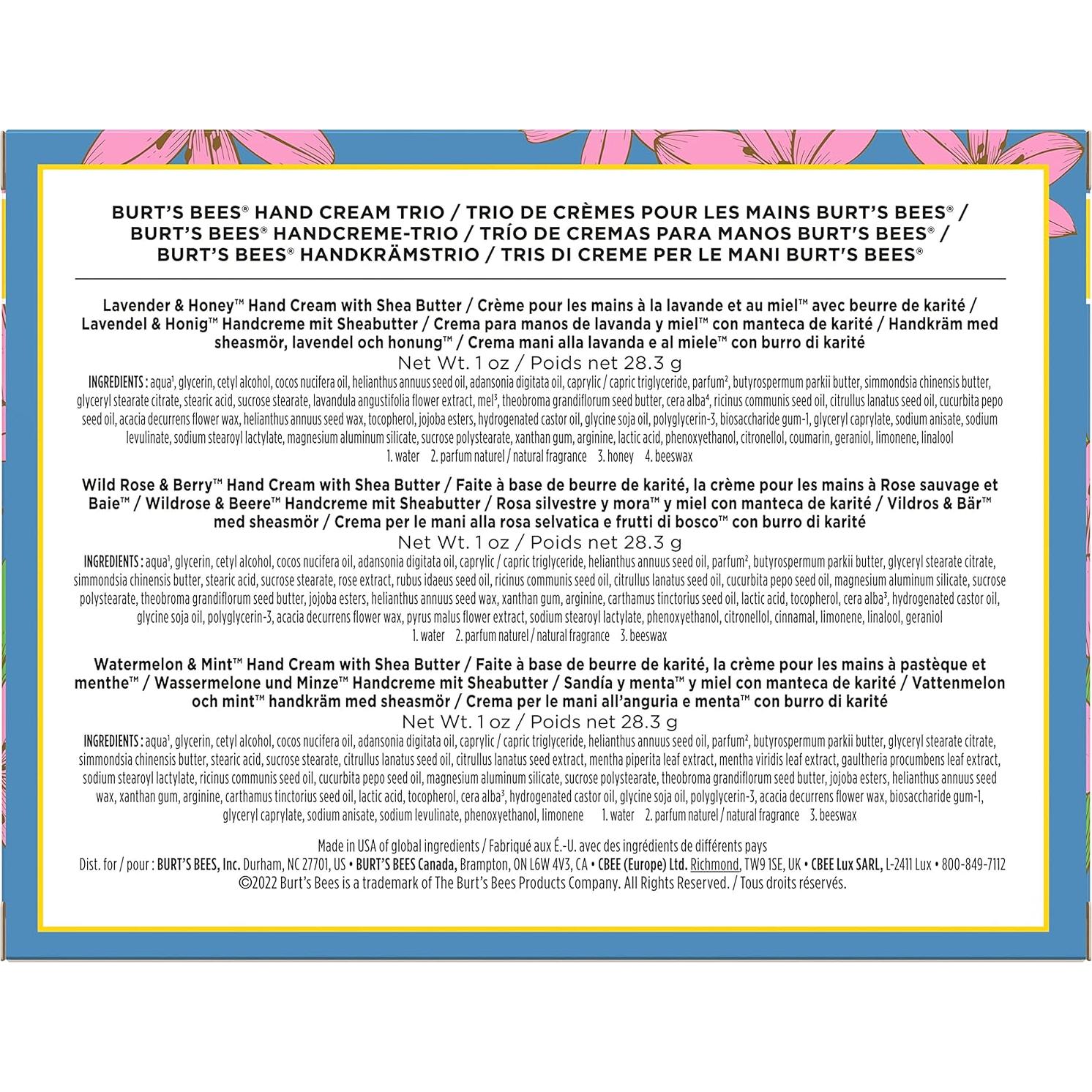 Set de Regalo Burt's Bees Crema de Manos 3 Fragancias 99% Natural