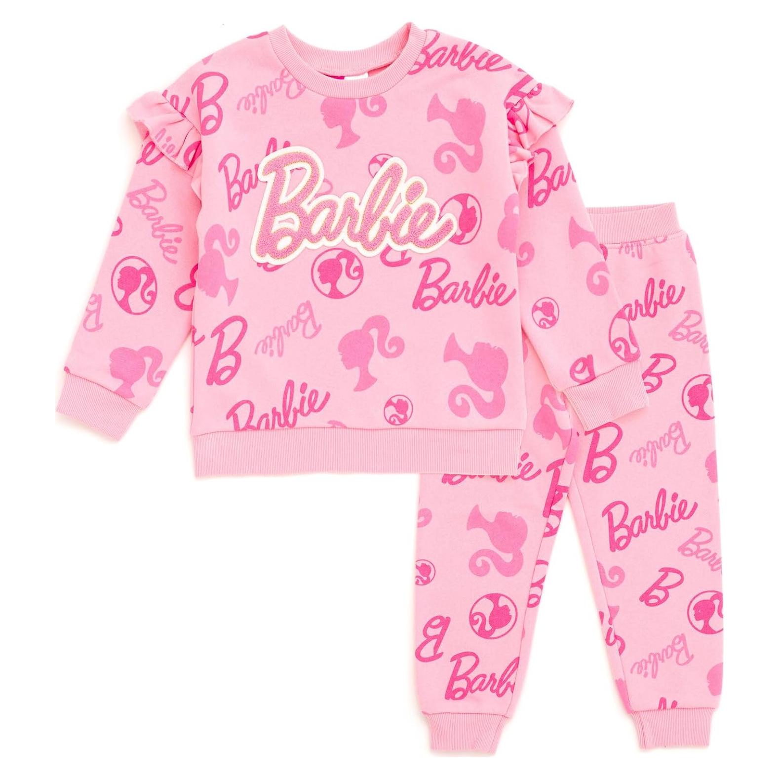 Conjunto Sudadera y Pantalones Jogger Barbie 0-2 Años Rosa
