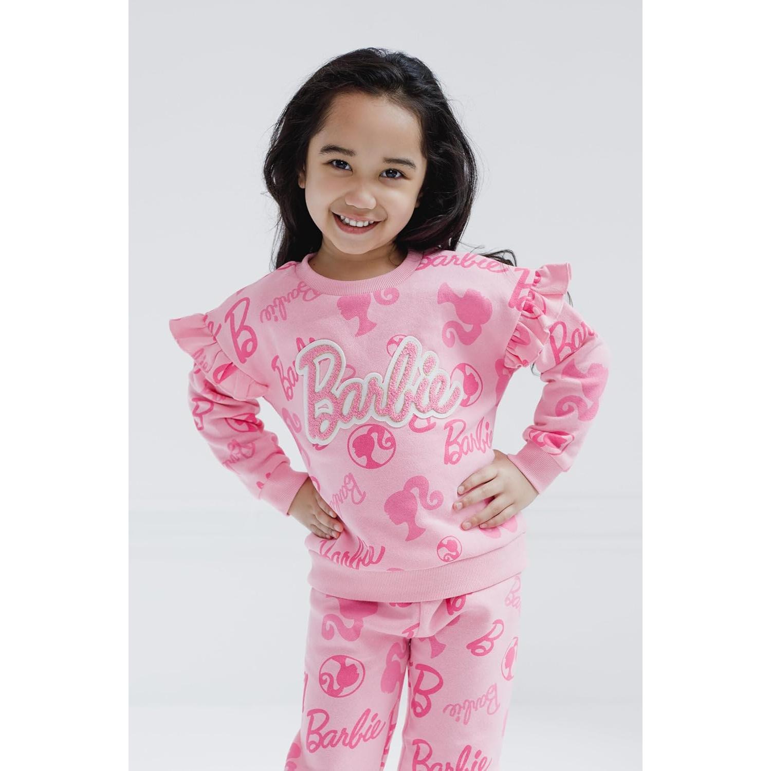 Conjunto Sudadera y Pantalones Jogger Barbie 0-2 Años Rosa