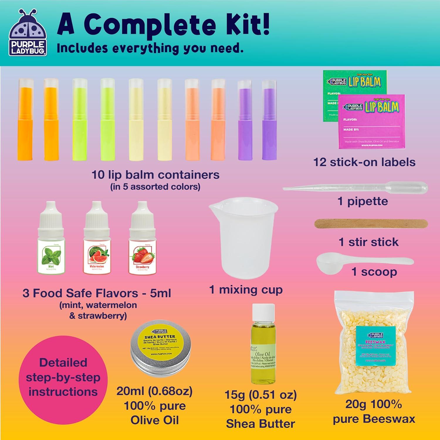 Kit de Balsamo Labial Purple Ladybug para Niñas - 10 Balsamos Naturales