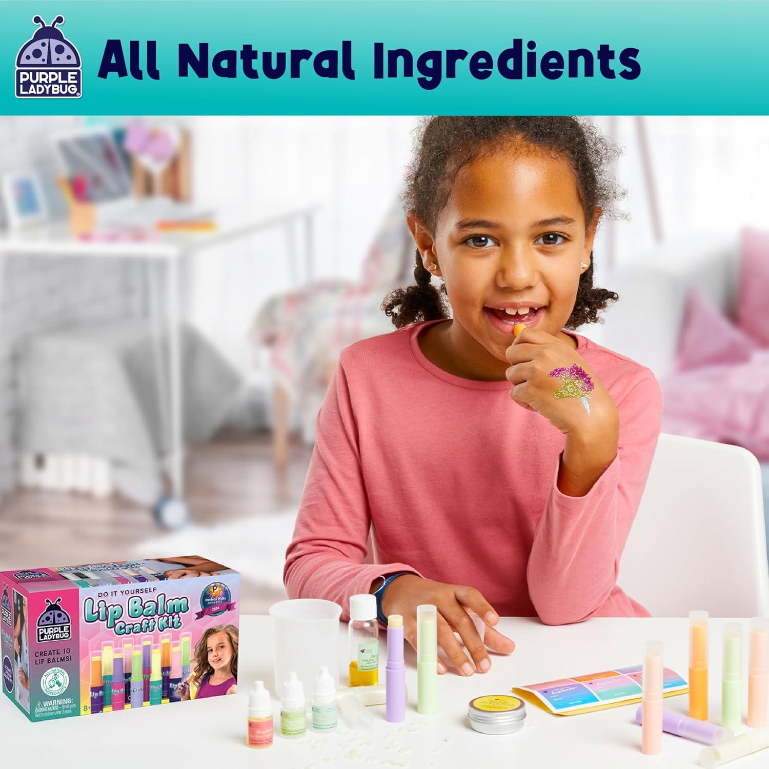 Kit de Balsamo Labial Purple Ladybug para Niñas - 10 Balsamos Naturales