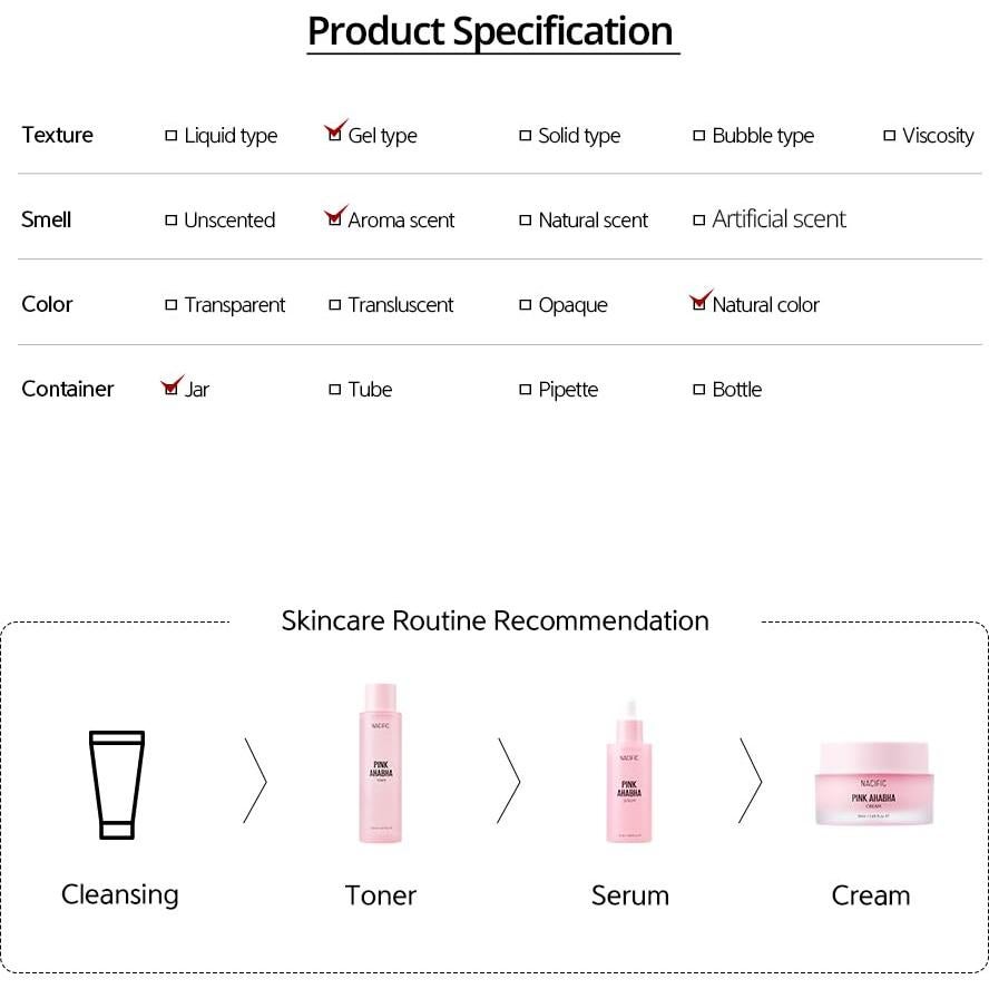 Set de Cuidado Facial NACIFIC Pink AhaBha 150ml, 50ml, 50ml