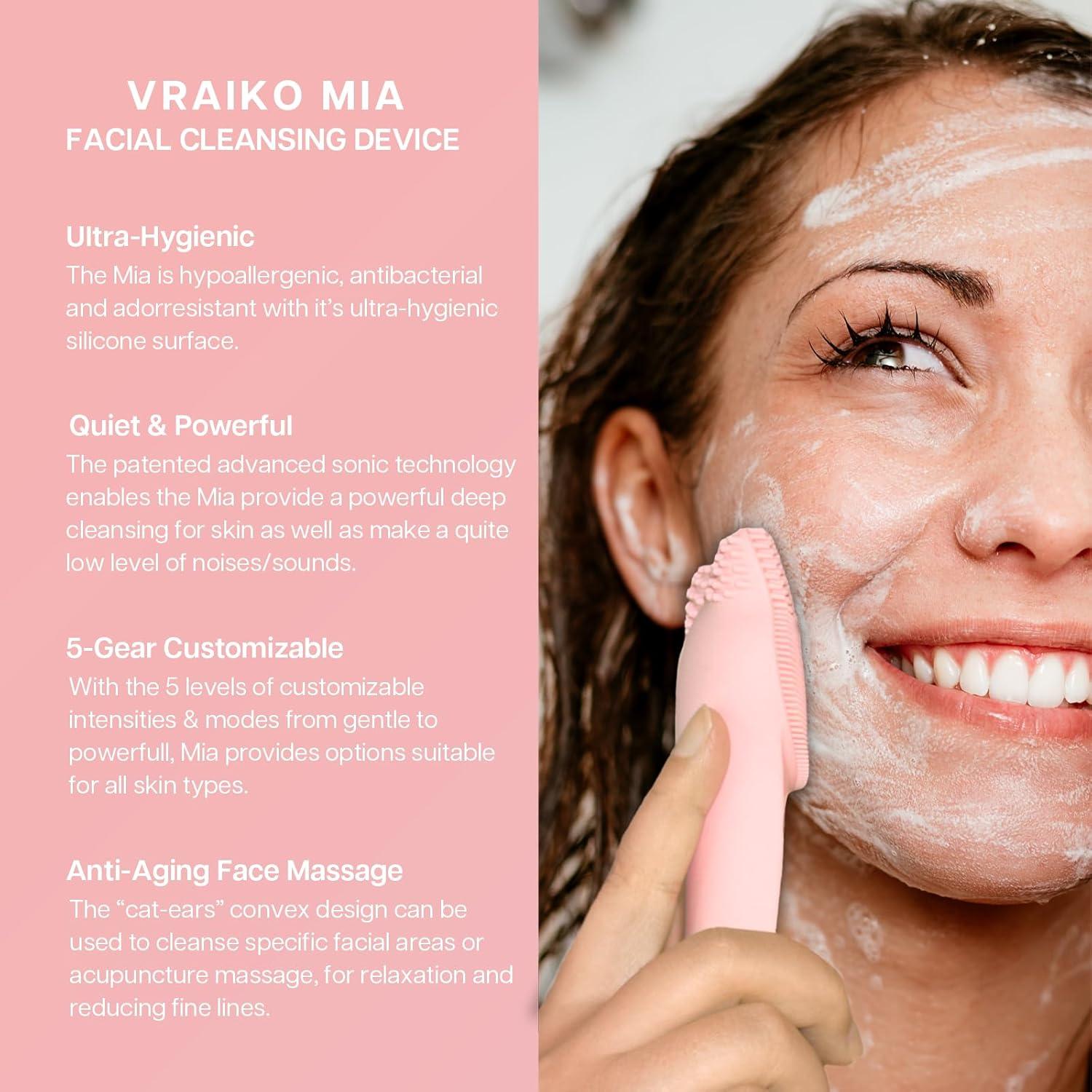 Cepillo Facial MIA Rosa Recargable Impermeable con Silicona