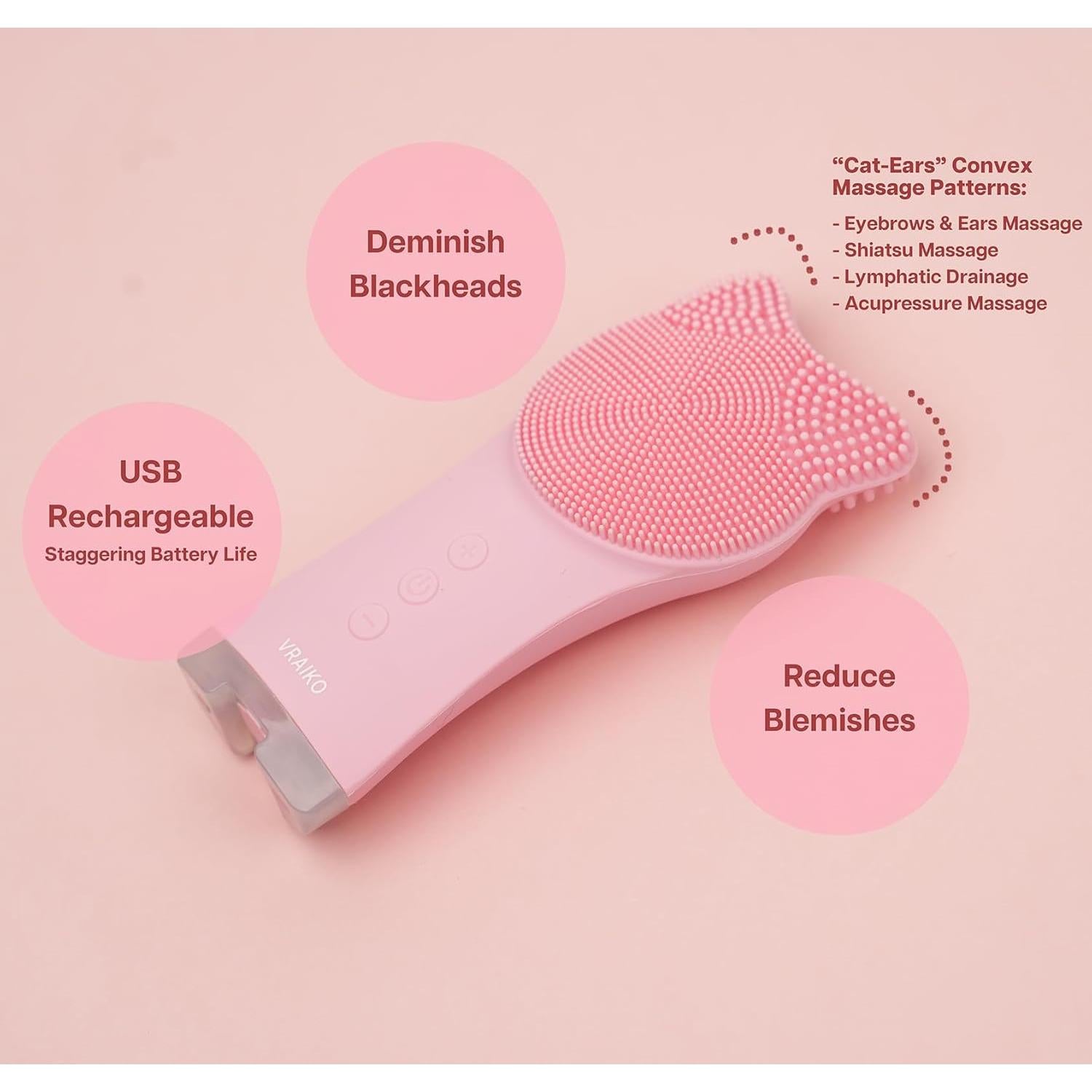 Cepillo Facial MIA Rosa Recargable Impermeable con Silicona
