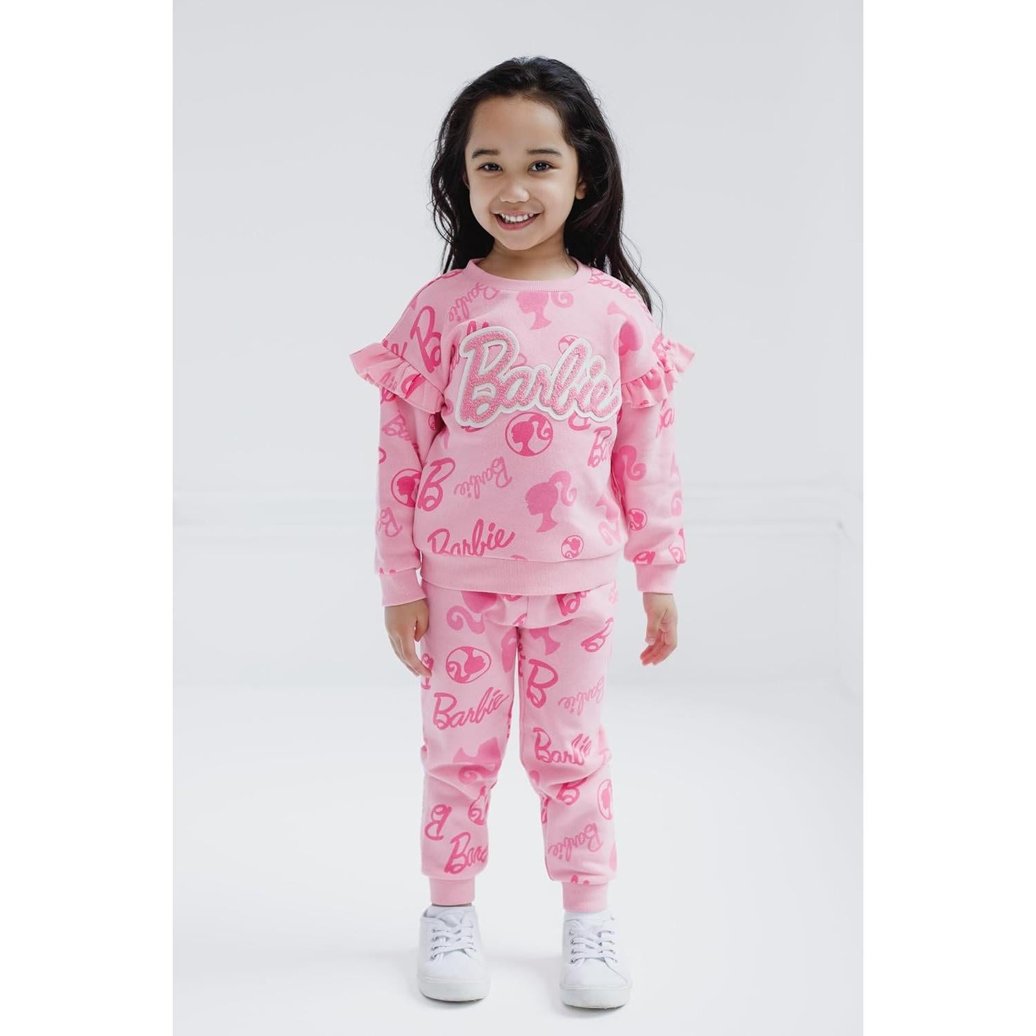 Conjunto sudadera y jogger Barbie 3T rosa para niñas