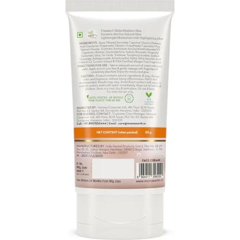 Crema Facial Mamaearth Vitamina C 30g - Hidratante Brillo Diario