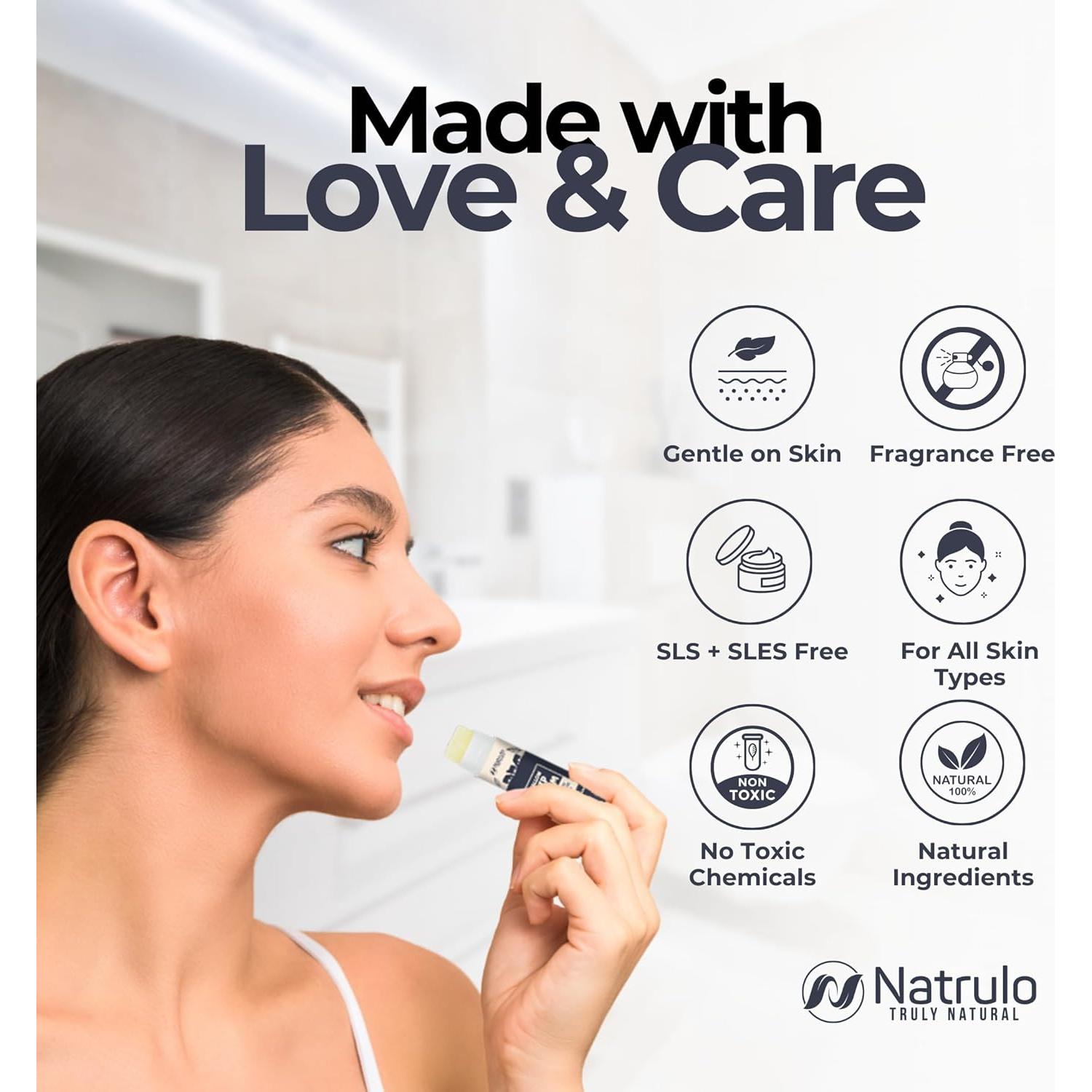 Bálsamo Labial Natural Natrulo - Grasa de Res y Cera de Abejas - Hidratante para Labios Secos y Sensibles