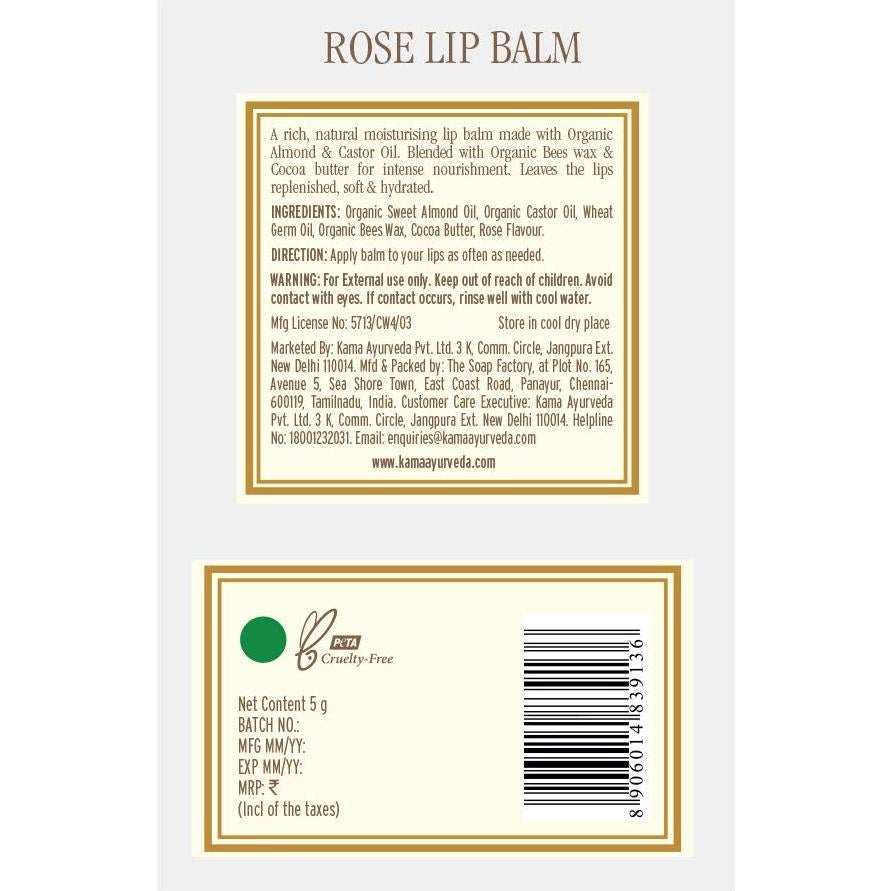Bálsamo Labial de Rosa Kama Ayurveda 5g Hidratante