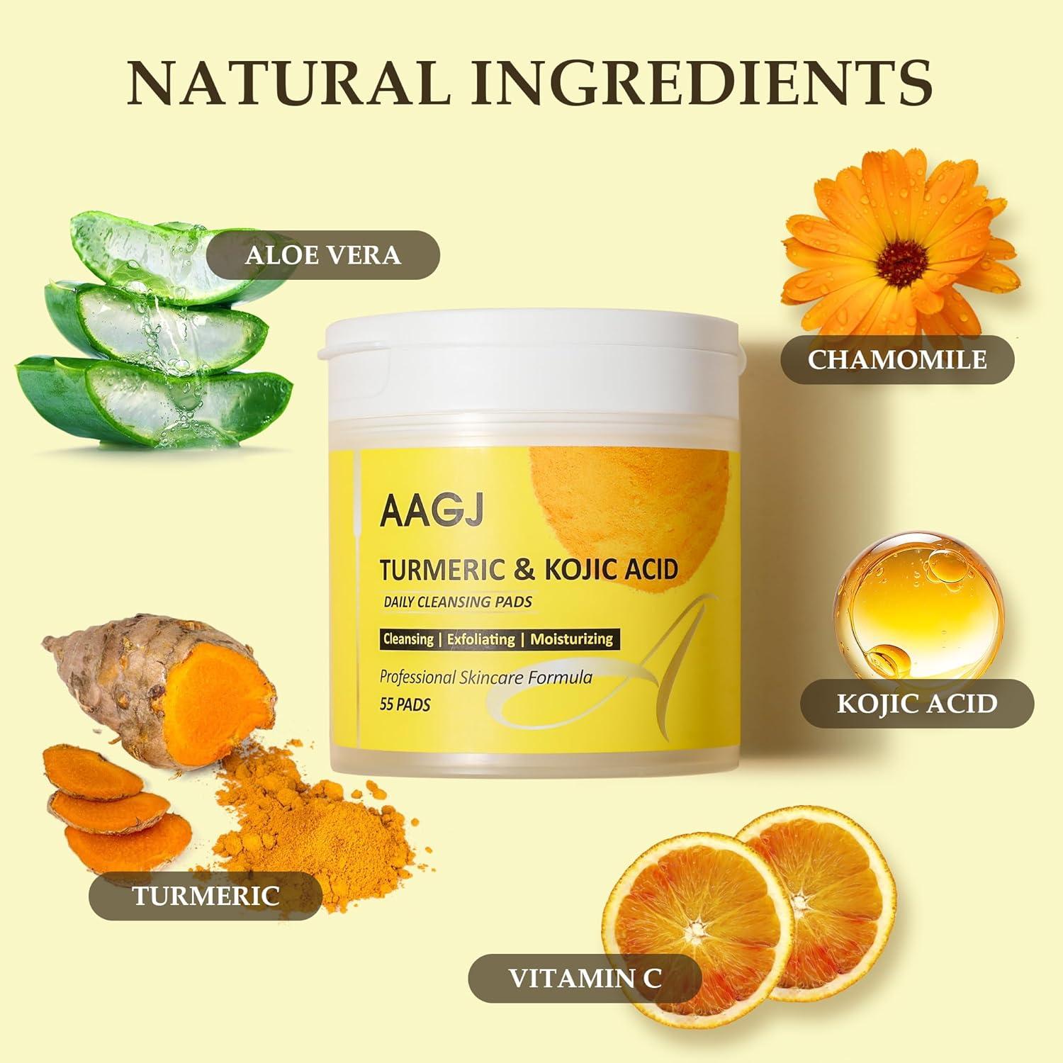 Pads Exfoliantes de Cúrcuma AAGJ - 55 Unidades para Limpieza Facial