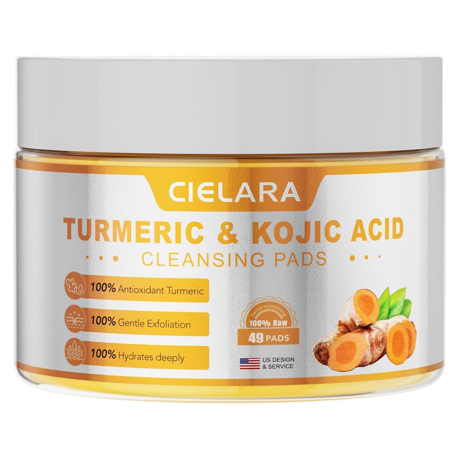 Pads de Limpieza CIELARA Ácido Kojico y Cúrcuma 49 Unidades