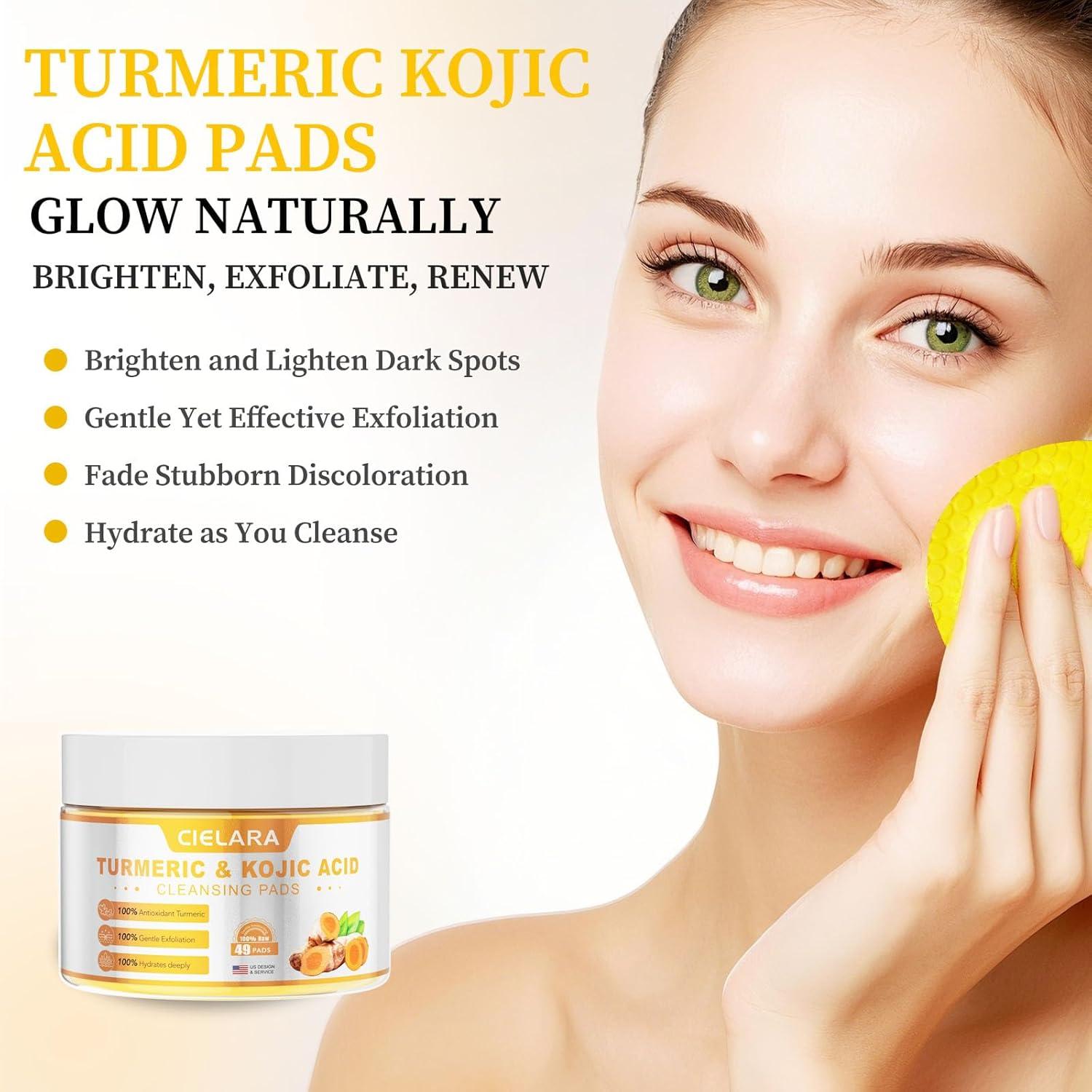 Pads de Limpieza CIELARA Ácido Kojico y Cúrcuma 49 Unidades