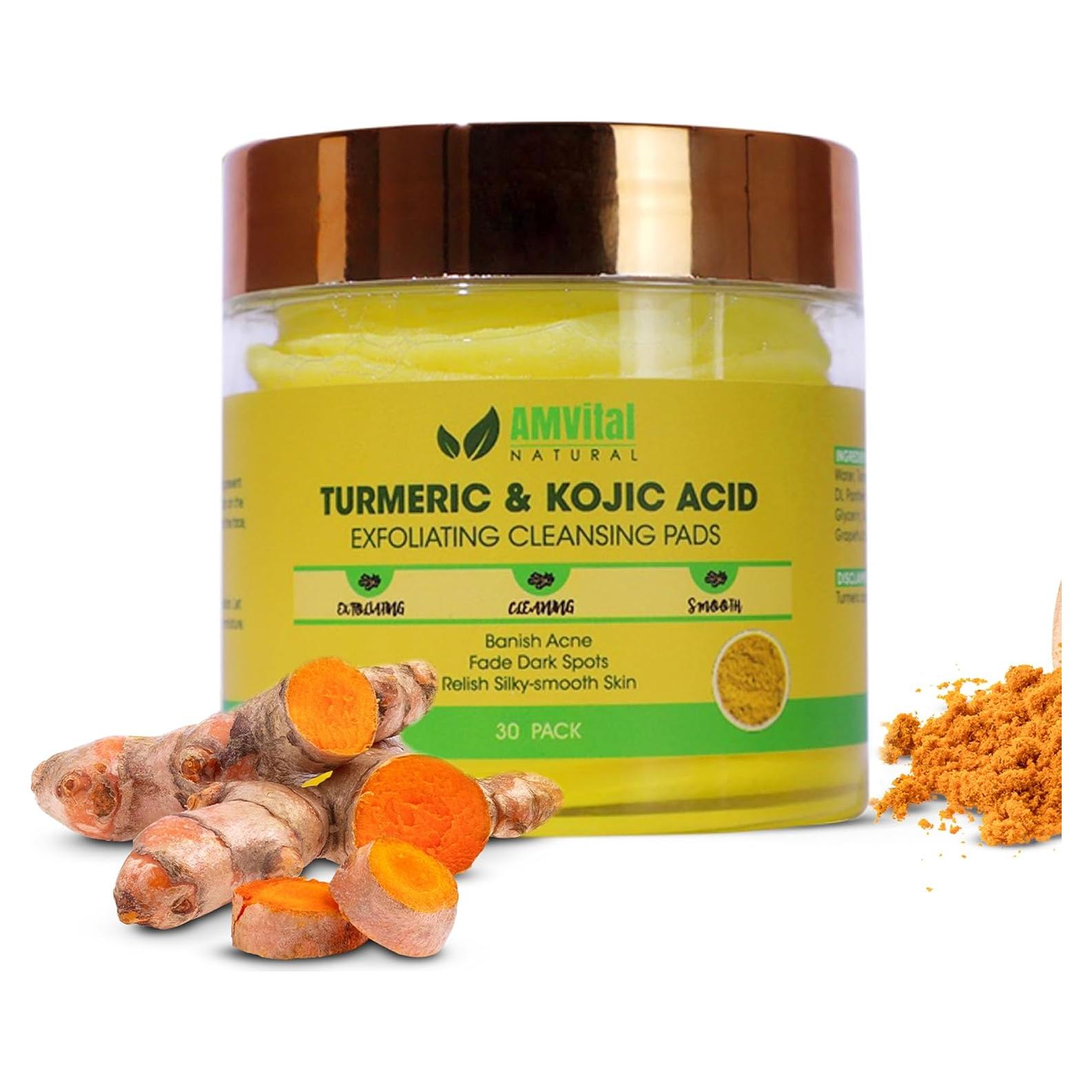 Pads de Limpieza Exfoliantes AMVital con Ácido Kójico y Cúrcuma