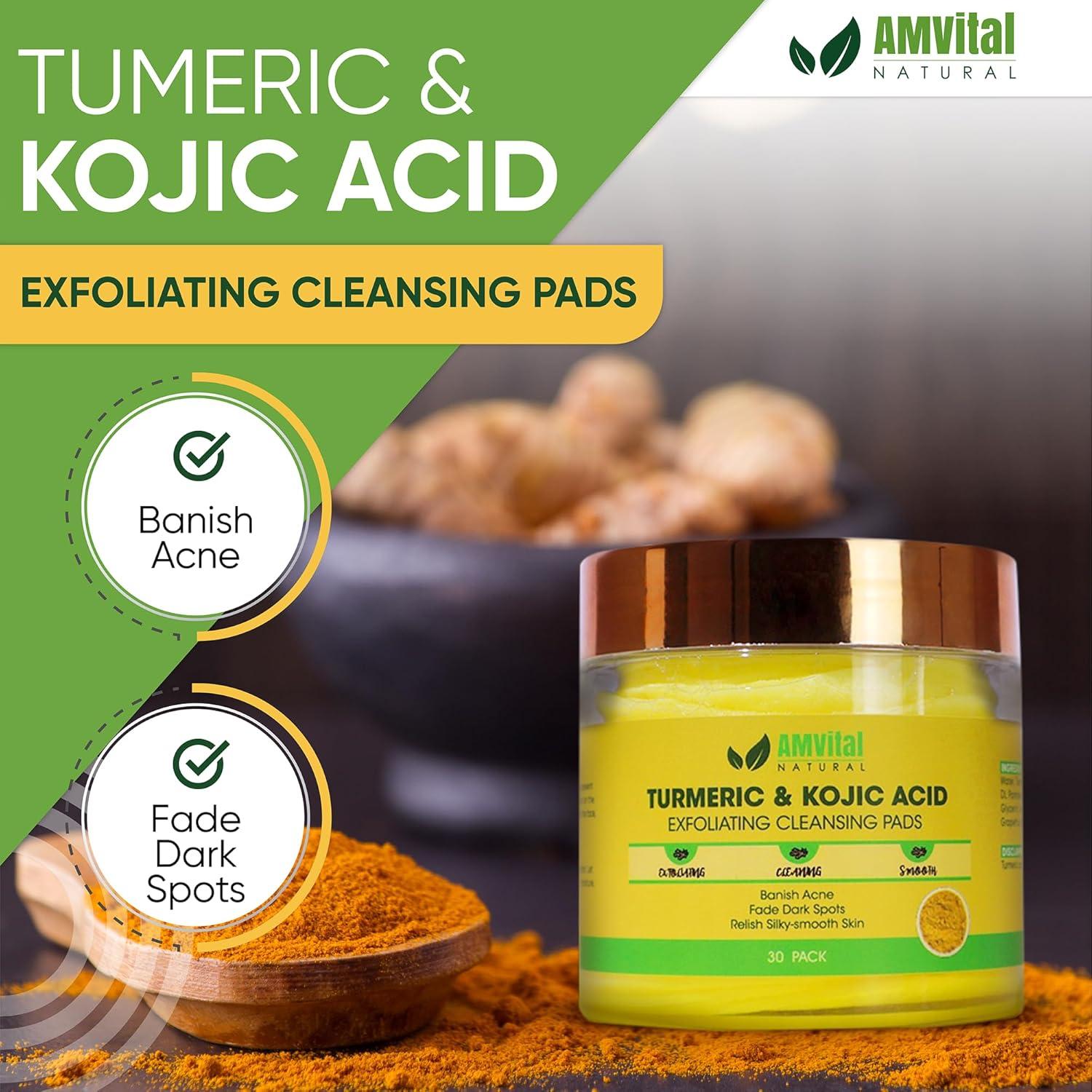 Pads de Limpieza Exfoliantes AMVital con Ácido Kójico y Cúrcuma