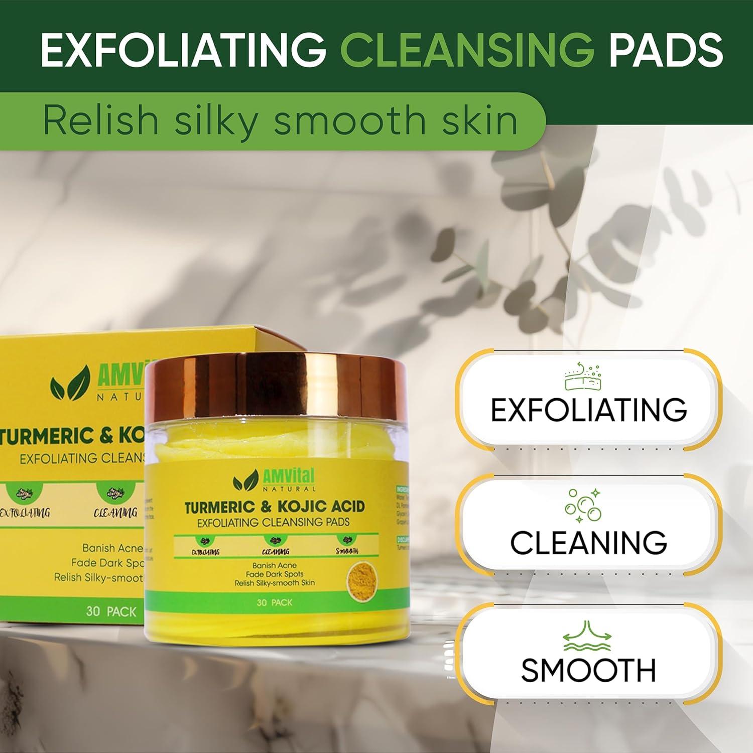 Pads de Limpieza Exfoliantes AMVital con Ácido Kójico y Cúrcuma