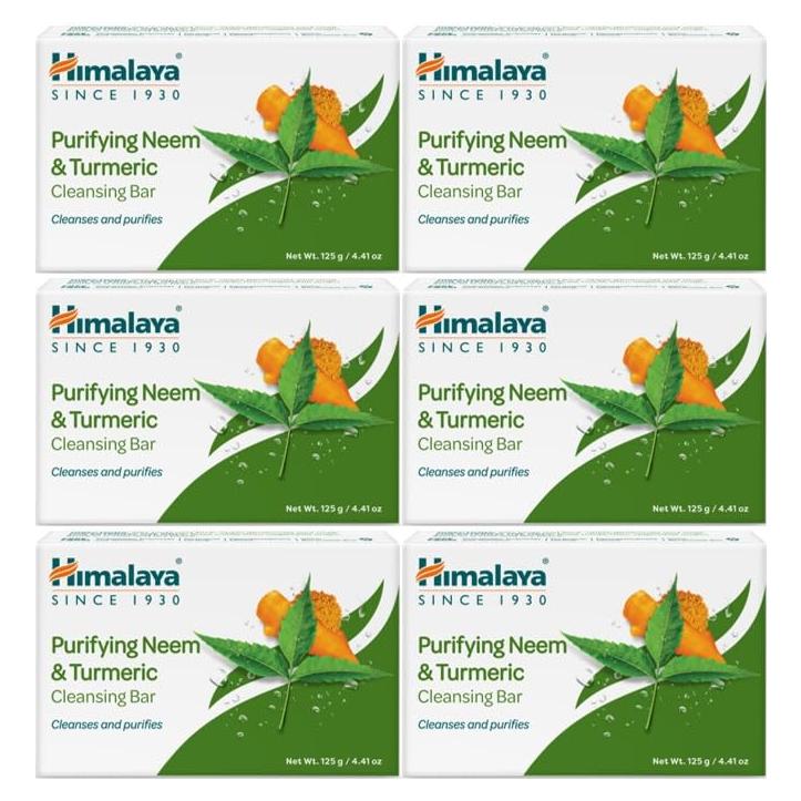 Barra de Limpieza Purificante Himalaya Neem y Cúrcuma 125 g - Paquete de 6