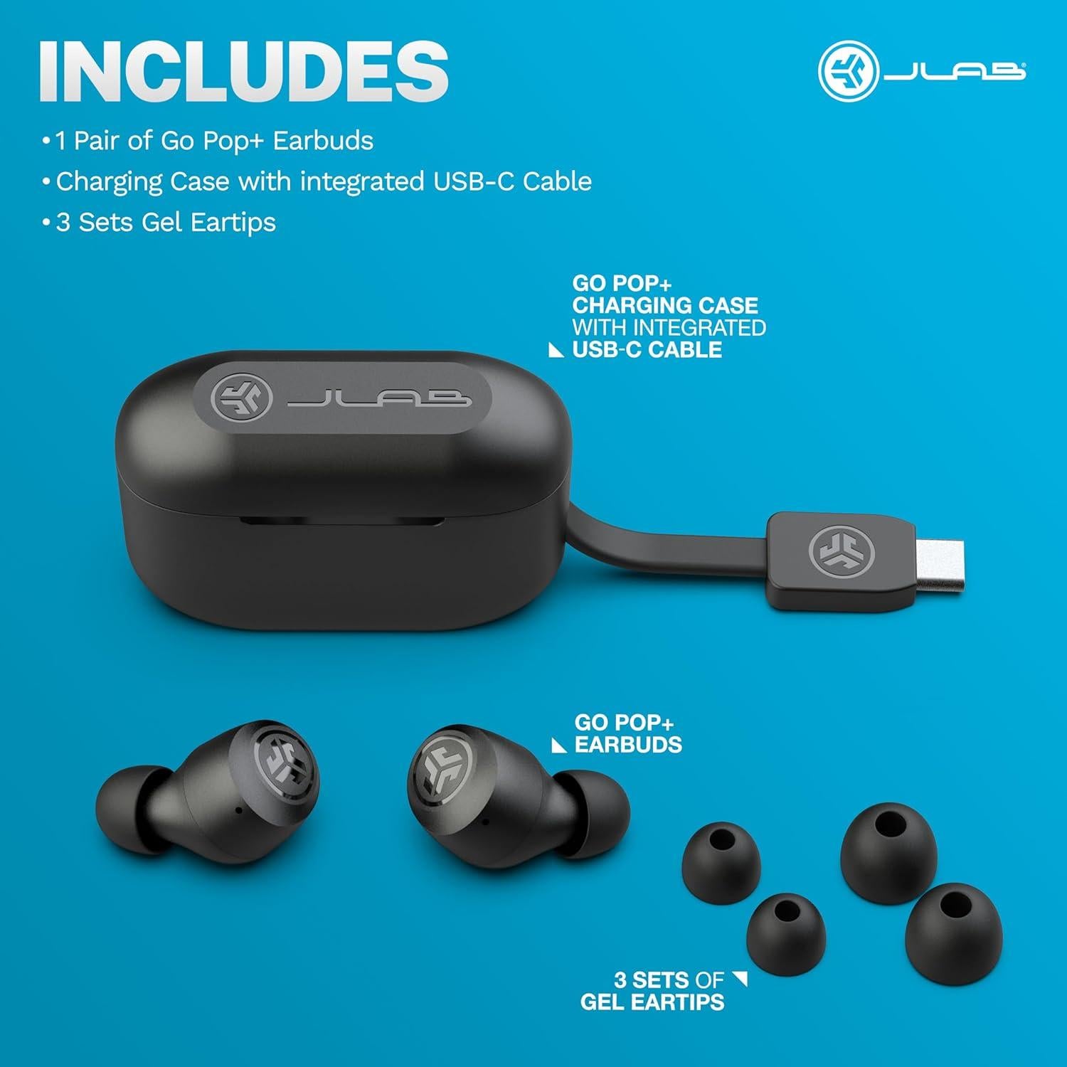 Auriculares Inalámbricos JLab Go Pop+ Bluetooth 5.3 Negro