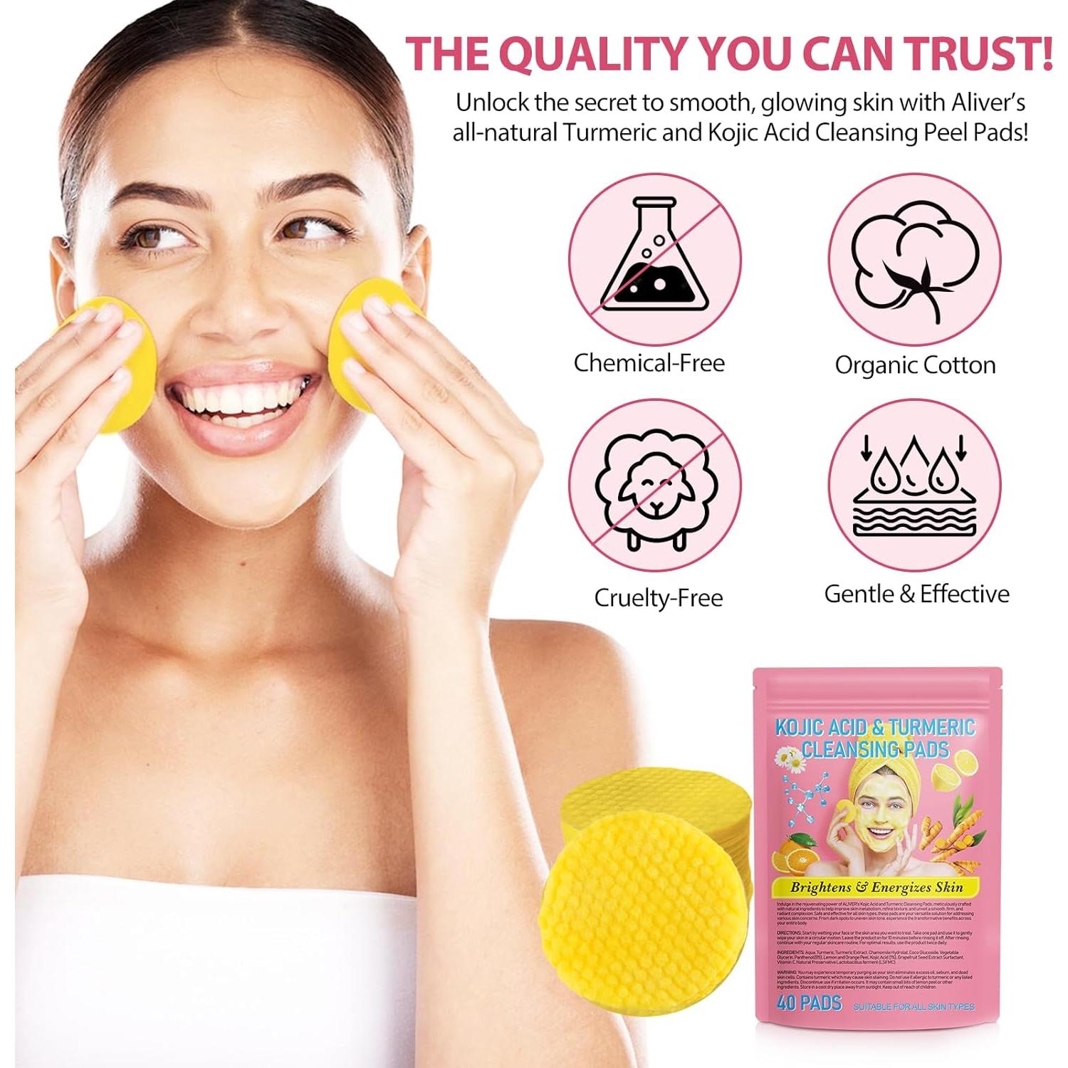 40 Almohadillas Limpiadoras de Cúrcuma JHZZDZSWYXGS - Exfoliantes Suaves