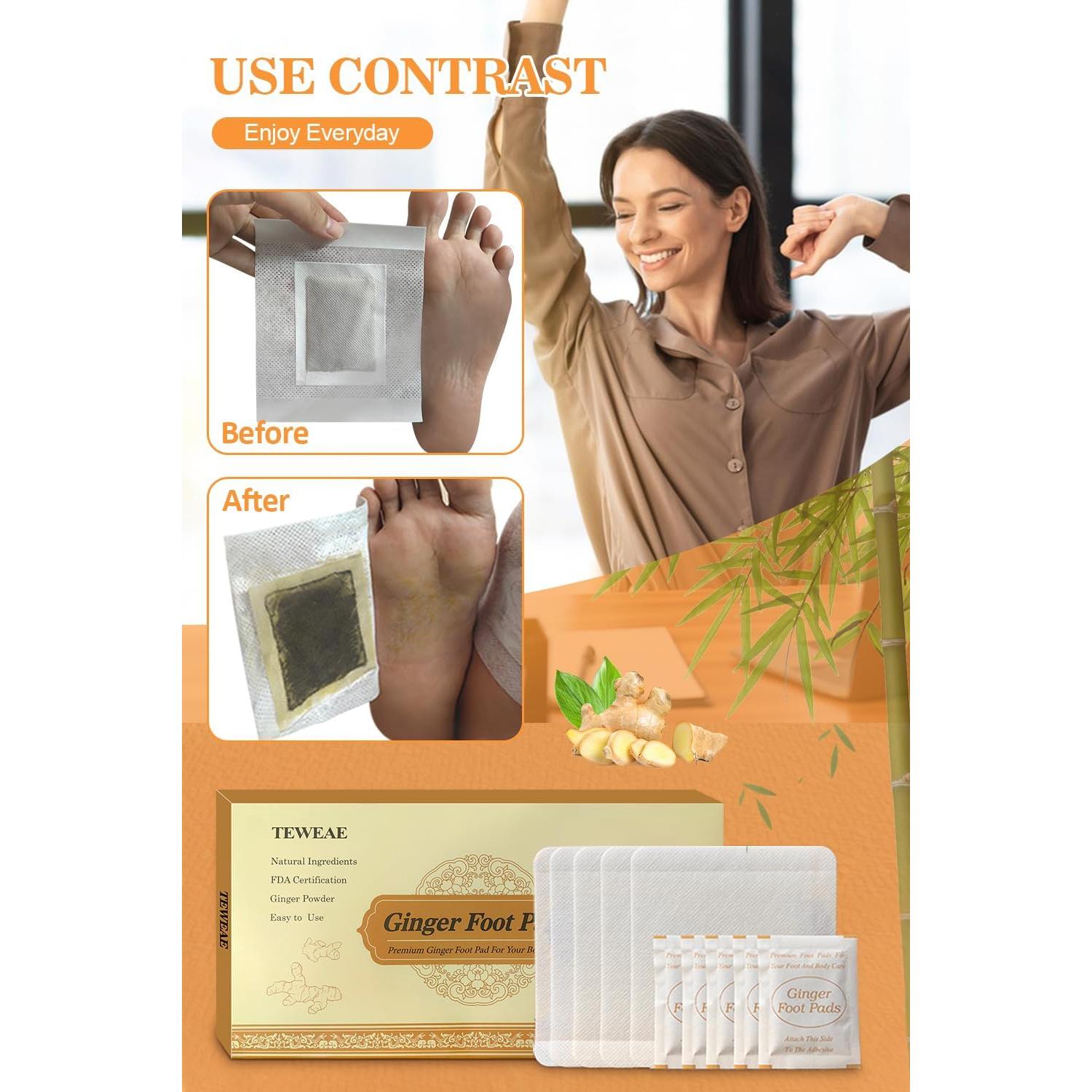 Parches para pies Teweae de jengibre y vinagre de bambú 20 unidades