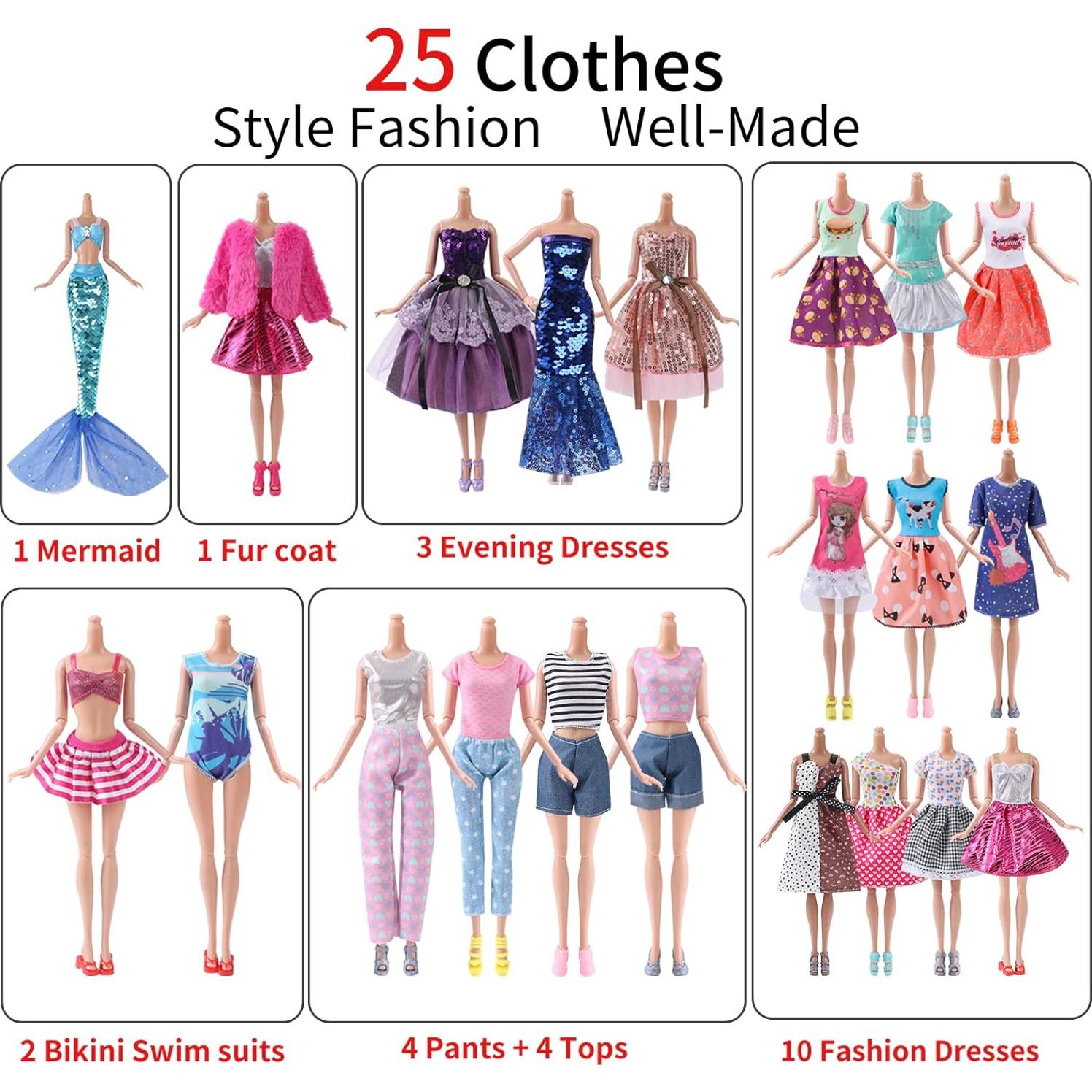 Set de Ropa y Zapatos para Muñeca Lady Cat 29.21 cm - 25 Piezas