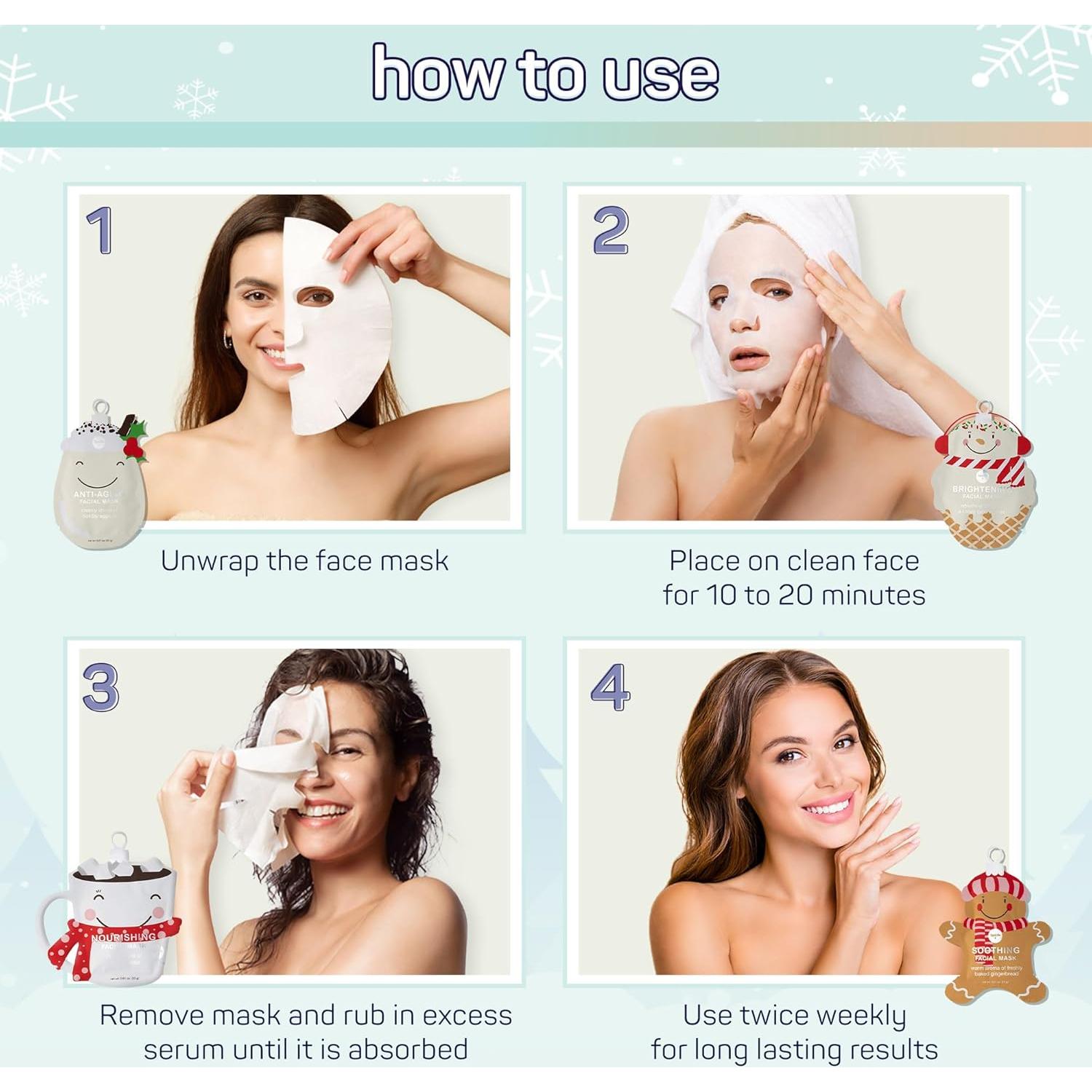 Máscaras Faciales SpaLife Holiday Treats 12-Pack Variadas