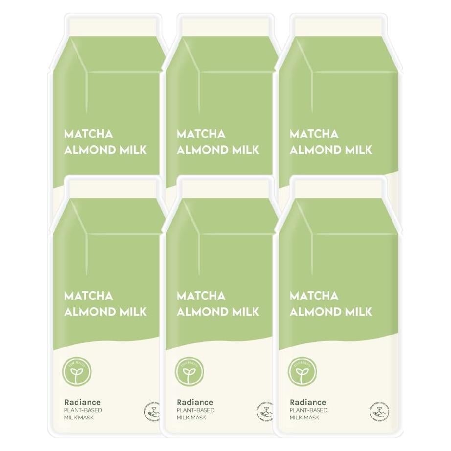 Máscara Facial Iluminadora ESW Belleza Leche Almendra Matcha 6 Unidades