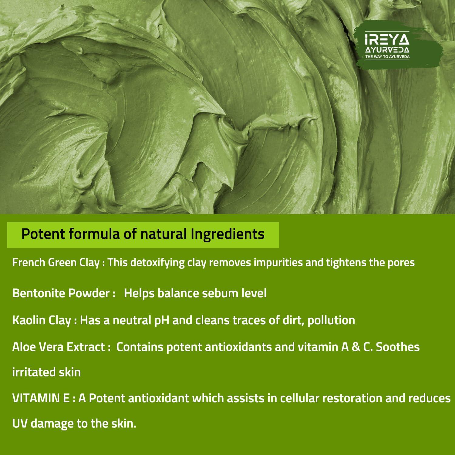 Mascarilla Facial de Arcilla Verde Francesa y Té Verde 140g