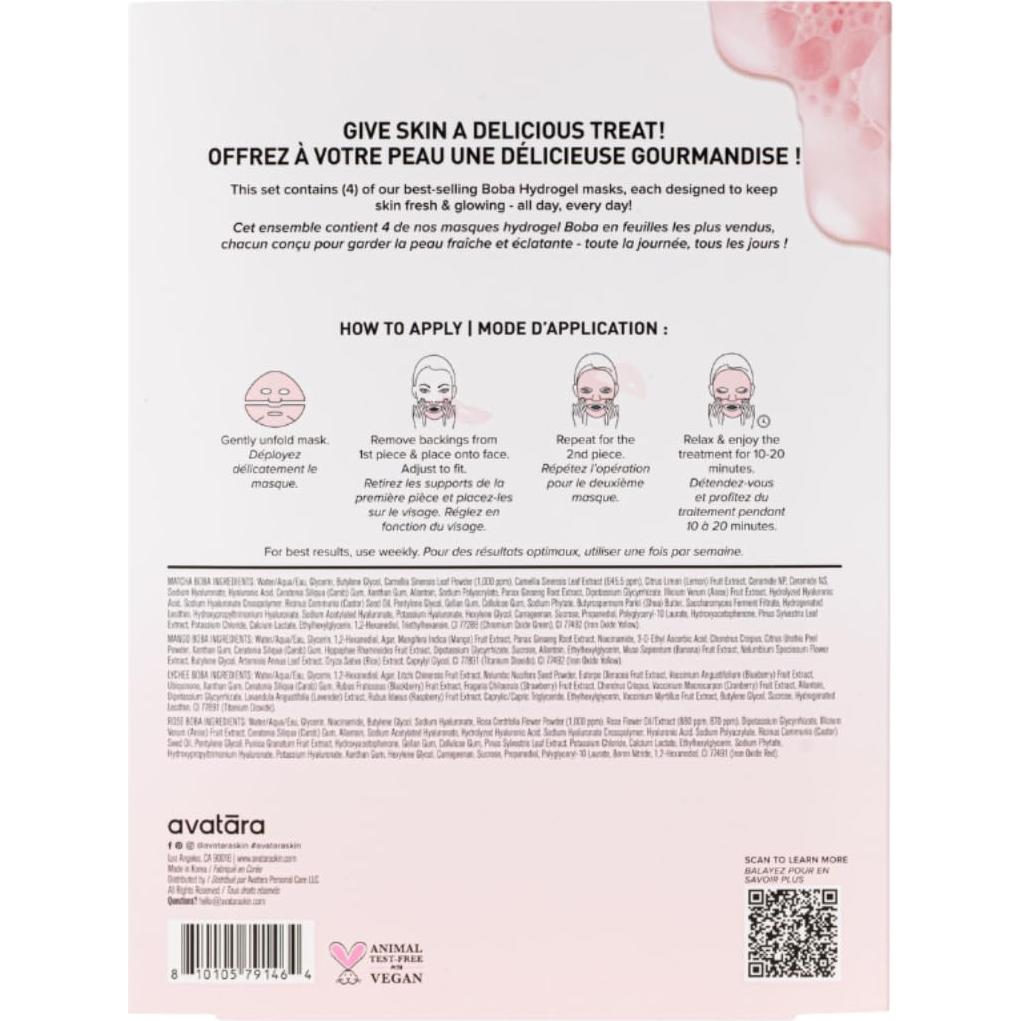 Conjunto de Mascarillas Hidrogel Avatara Boba Goals 4-Pack 30g