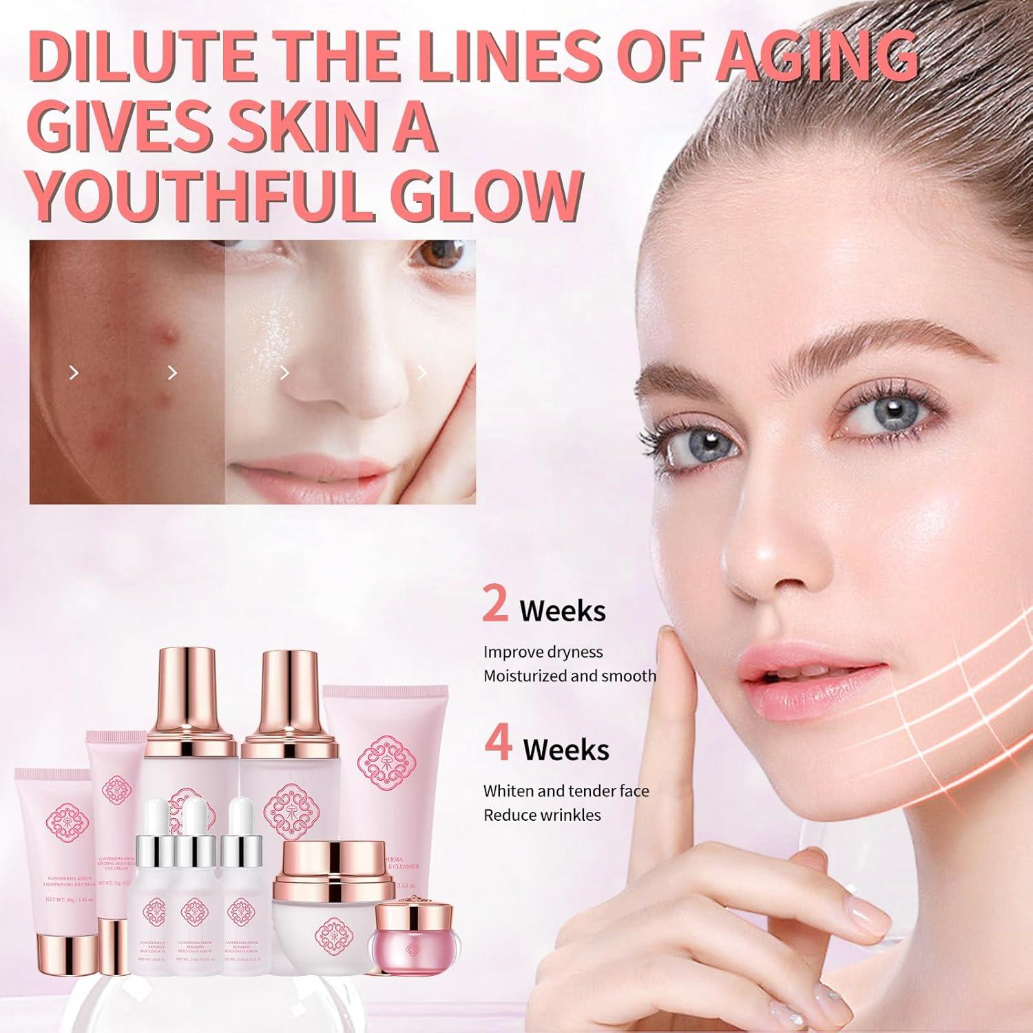 Set de Cuidado de la Piel Ganoderma AESTHTANY 10 Piezas Hidratante