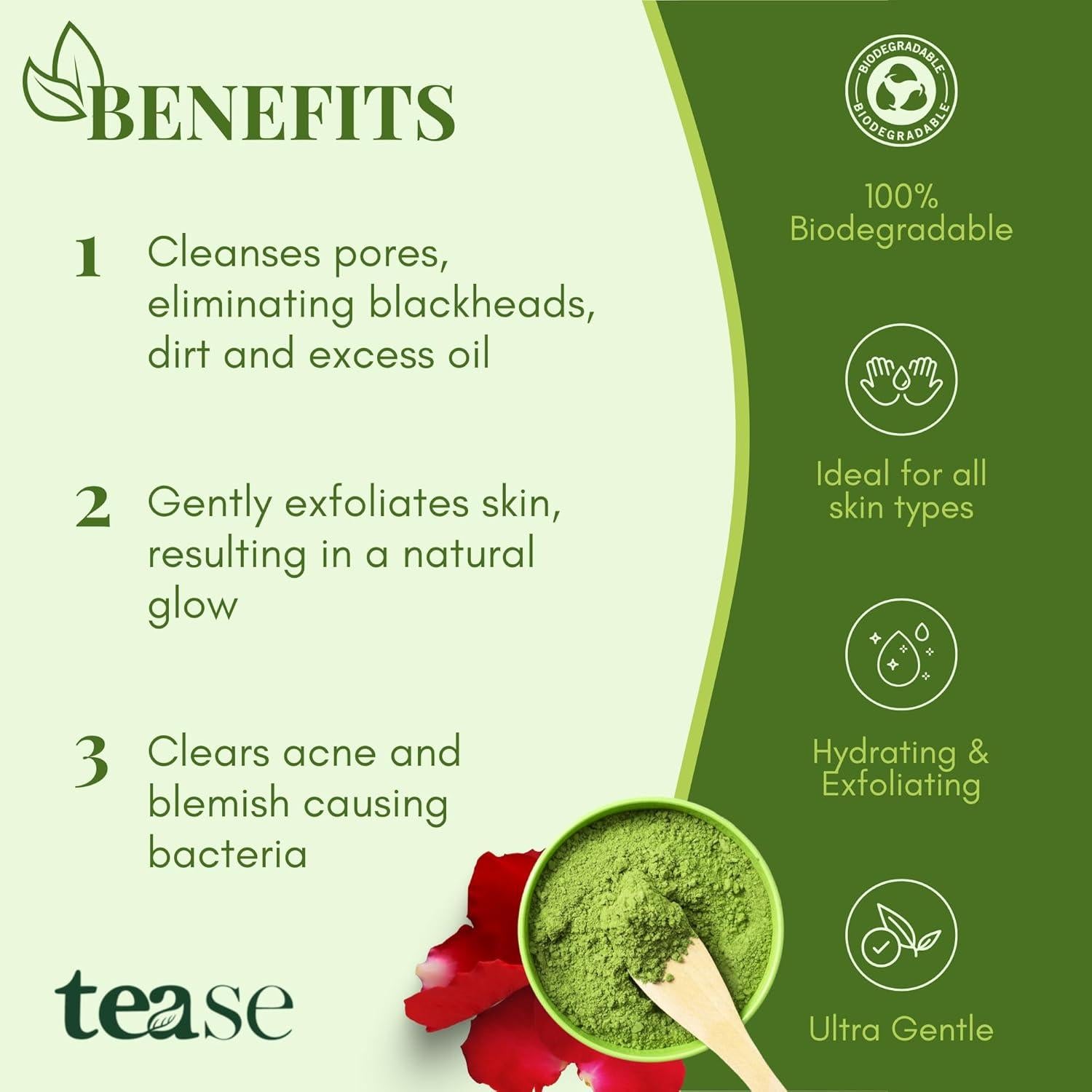 Esponja Exfoliante Facial Tease Tea de Matcha Konjac 3.81cm