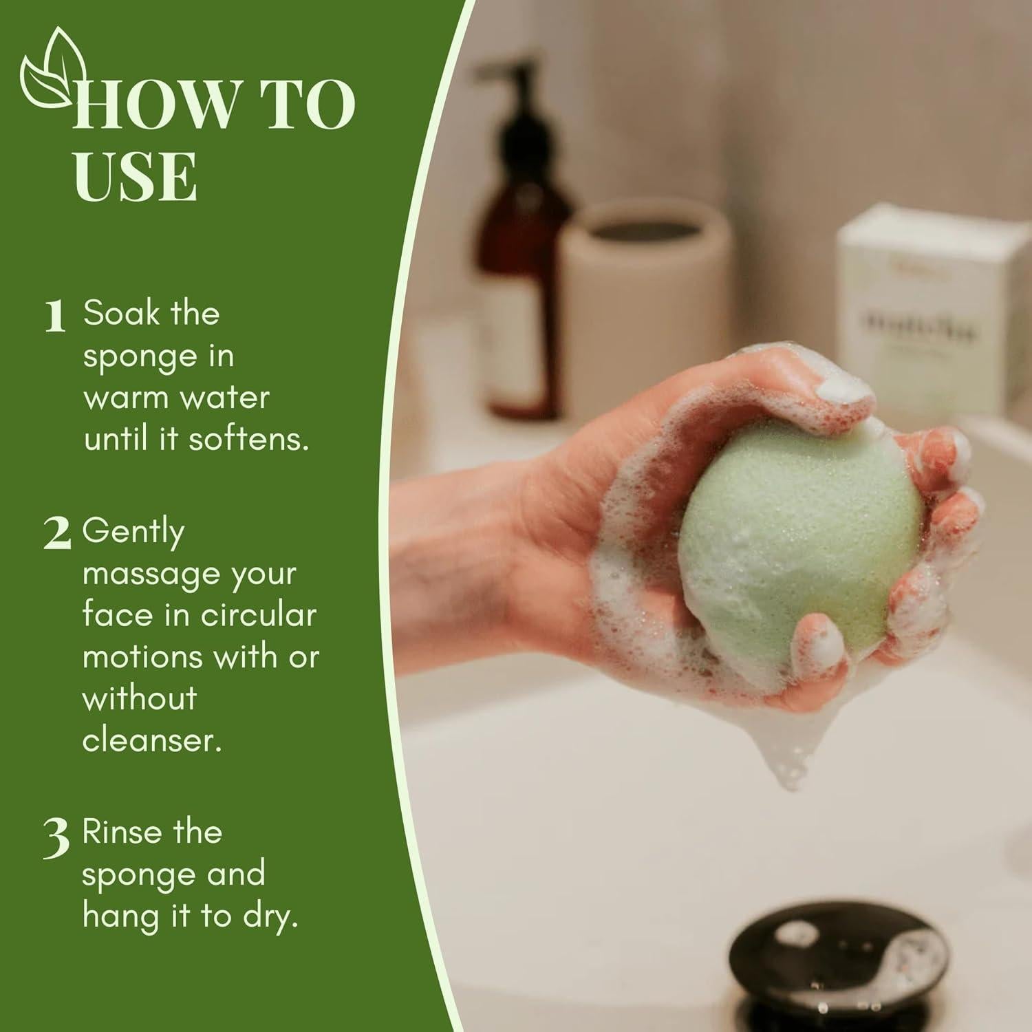 Esponja Exfoliante Facial Tease Tea de Matcha Konjac 3.81cm