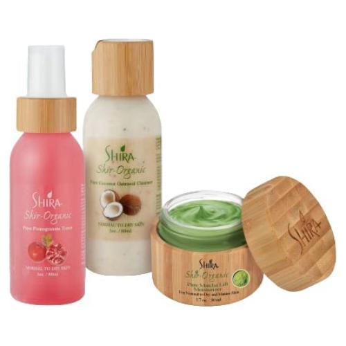 Combo Cuidado Facial Shir-Organic: Limpiador Coco 89ml, Tónico Granada 89ml, Hidratante Matcha 15ml