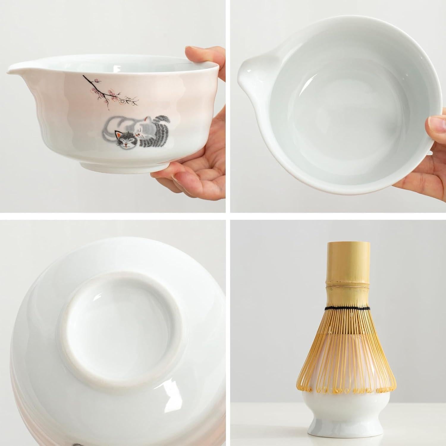 Juego de batidor de matcha cerámica 450 ml rosa - 7 piezas