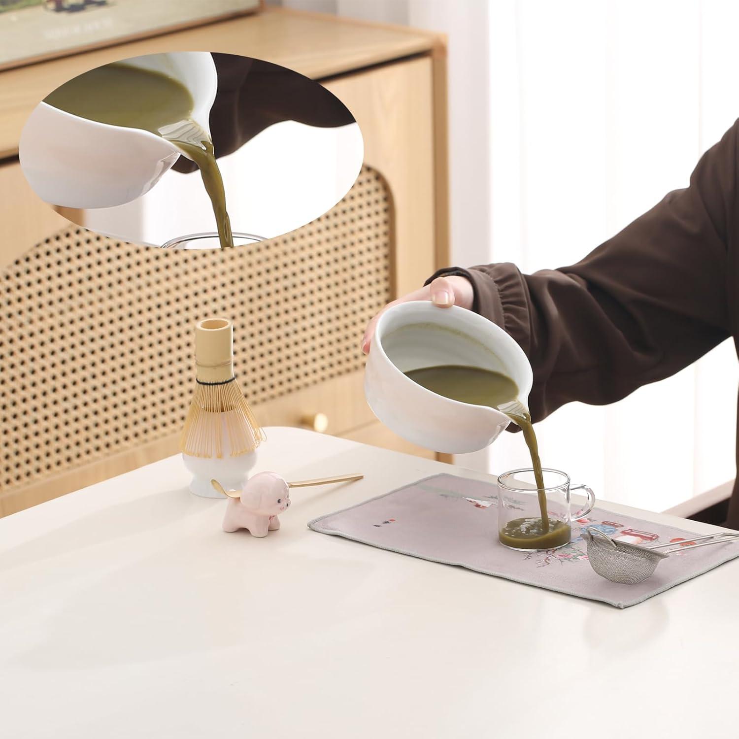 Juego de batidor de matcha cerámica 450 ml rosa - 7 piezas