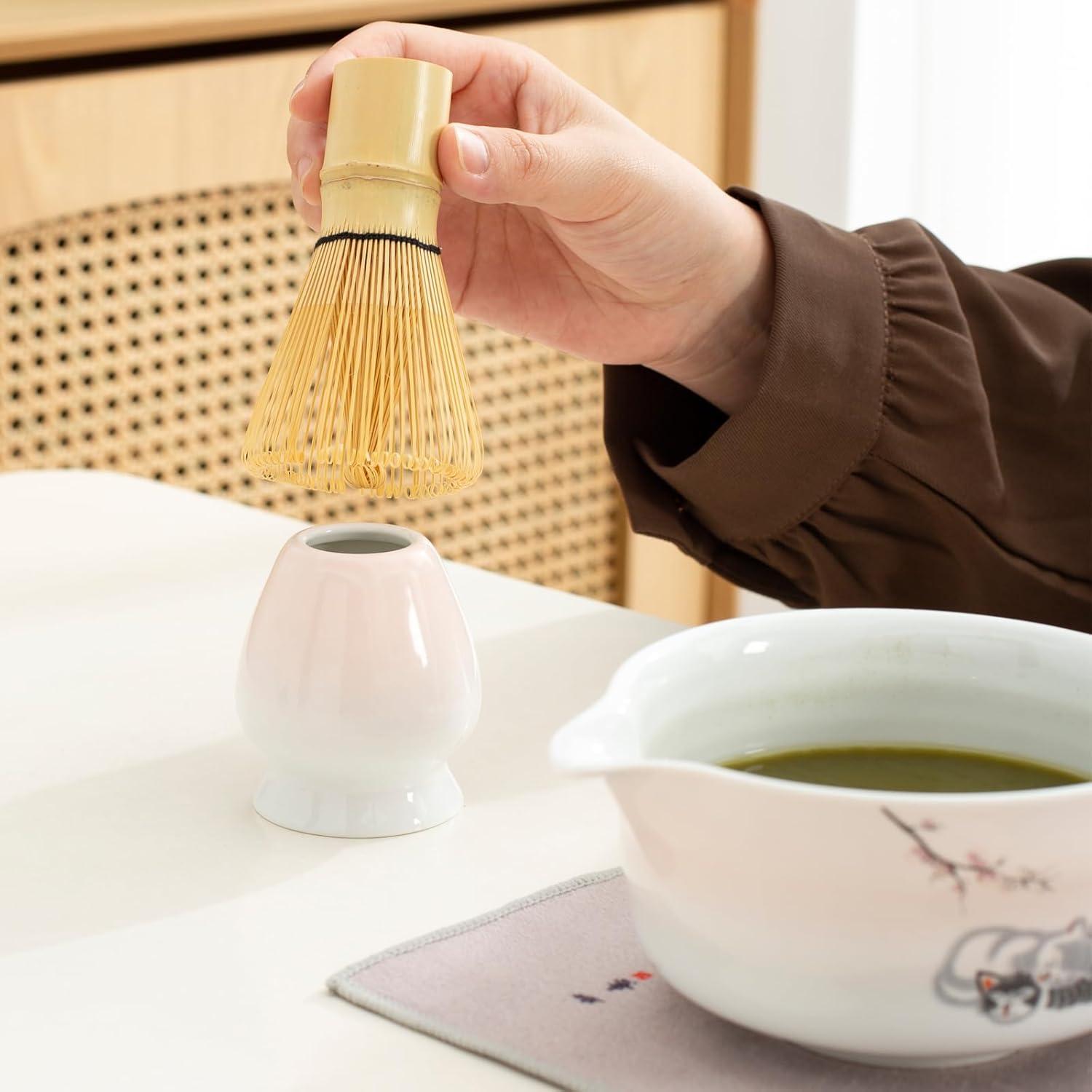 Juego de batidor de matcha cerámica 450 ml rosa - 7 piezas