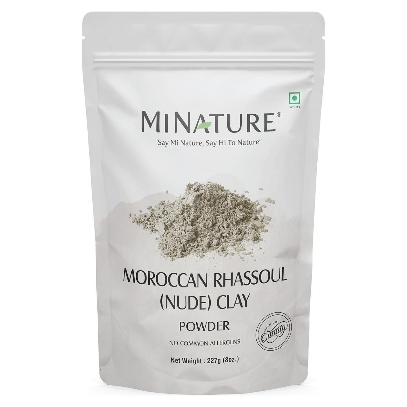 Arcilla en Polvo Rhassoul Nude Marroquí 227g - Mascarilla Facial y Limpiador Capilar