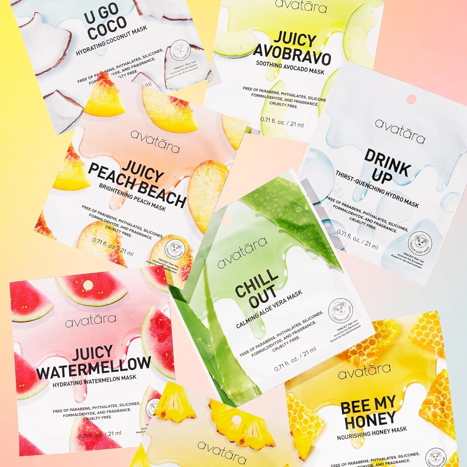 Conjunto de 10 Mascarillas Faciales Avatara - Hidratantes y Naturales