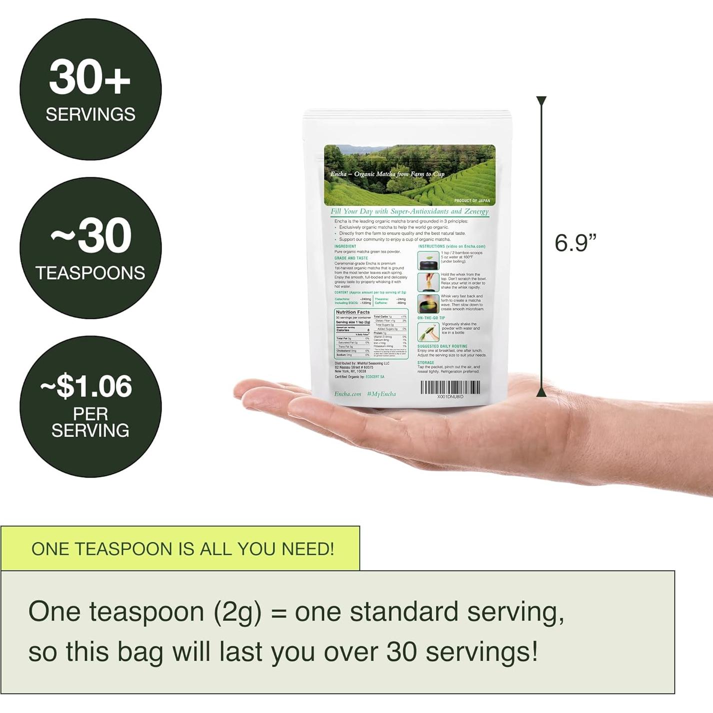 Té Verde Matcha Ceremonial Orgánico Encha 60g de Japón