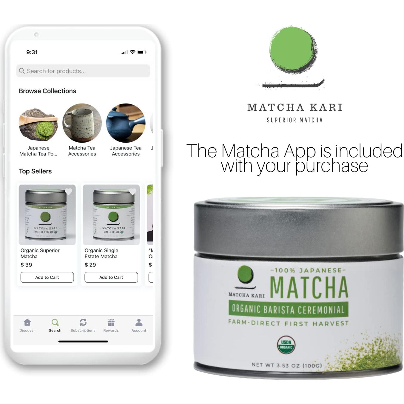 Matcha Kari - Polvo de Té Verde Orgánico 100g - Grado Barista Japonés