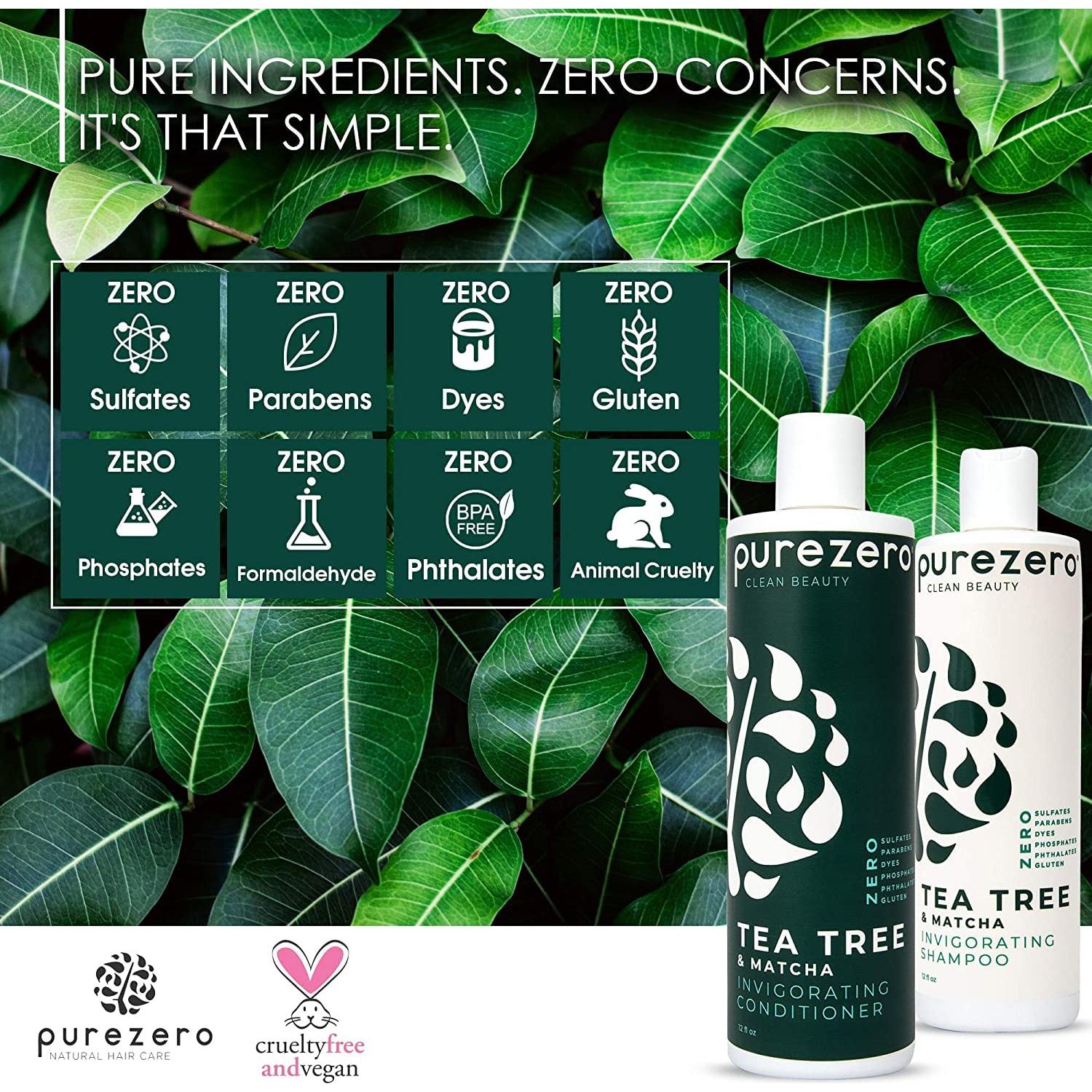 Champú y Acondicionador Purezero 1183 ml Árbol de Té y Matcha