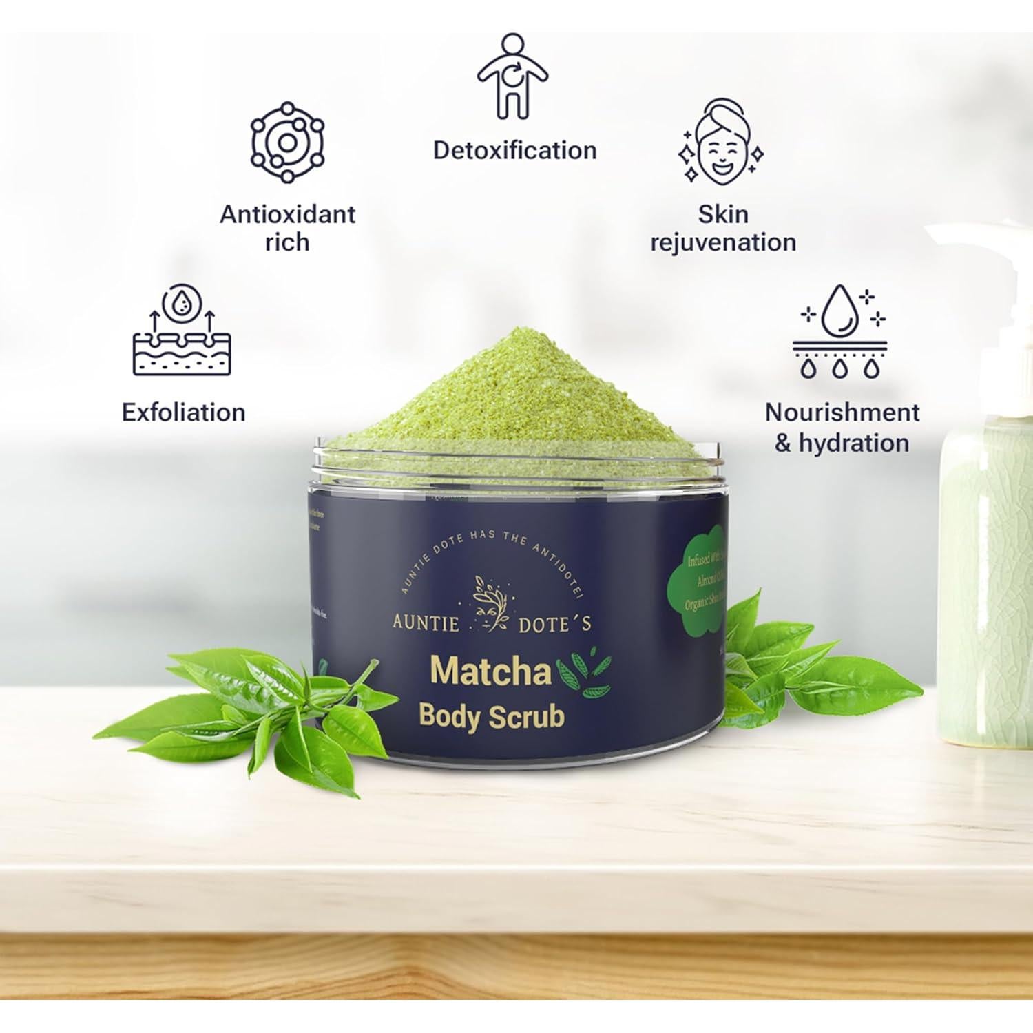 Exfoliante Corporal Tía Dote con Sal del Mar Muerto y Matcha